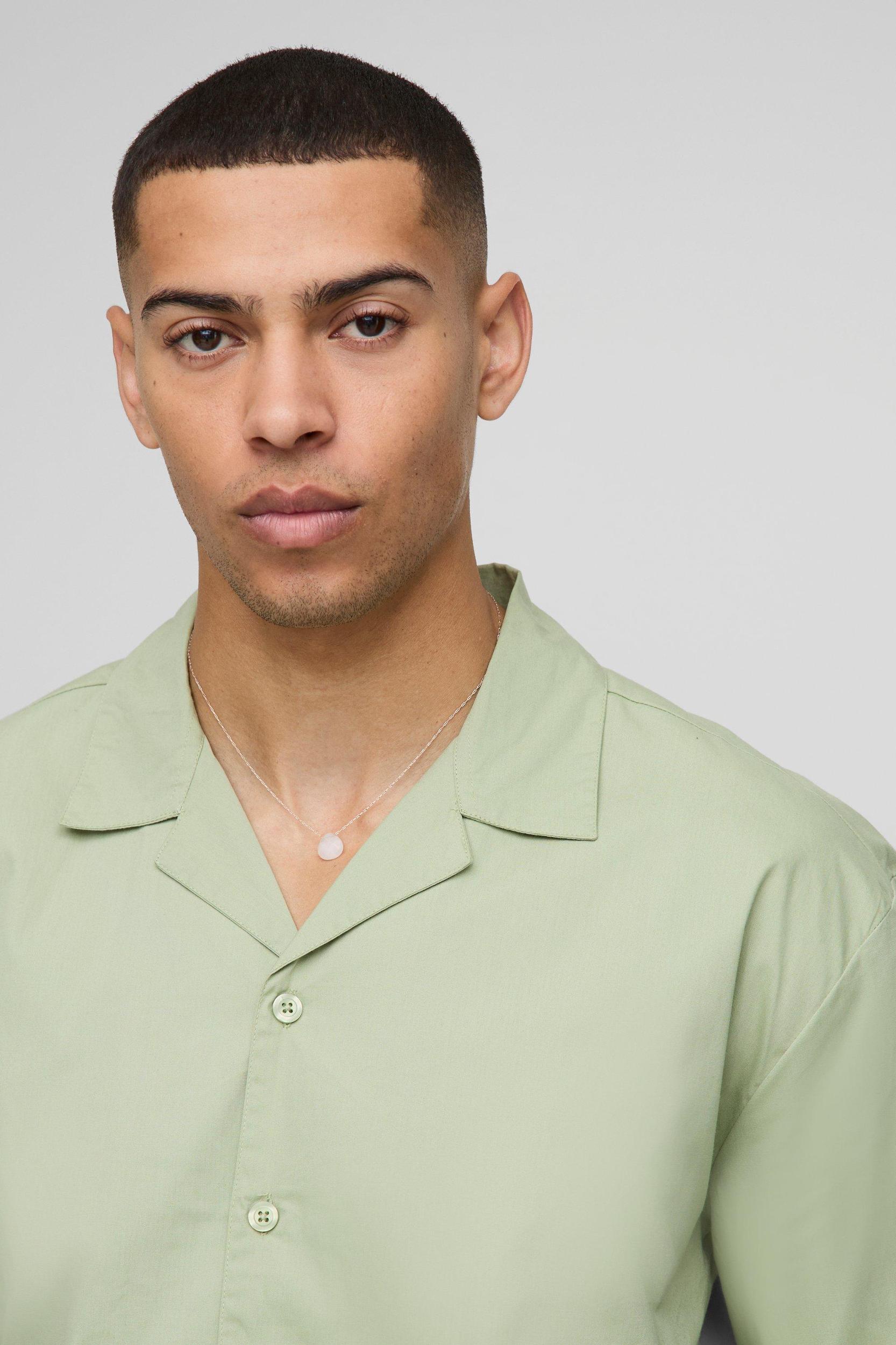 Oversized Boxy Dropped Revere Poplin Shirt | boohooMAN USA Product Image