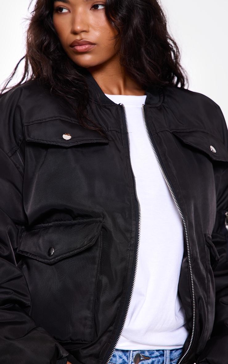 Black Oversized Bomber Jacket Product Image