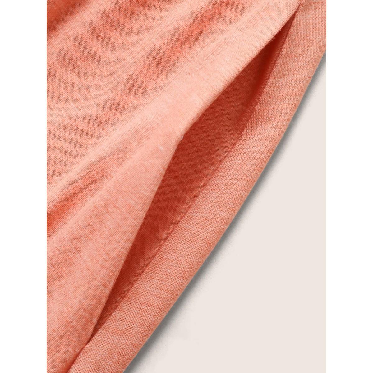 Plus Size Plain Gathered Elastic Waist Midi Cami Dress Coral Women Casual Gathered Non Sleeveless Curvy BloomChic 26/4X Product Image