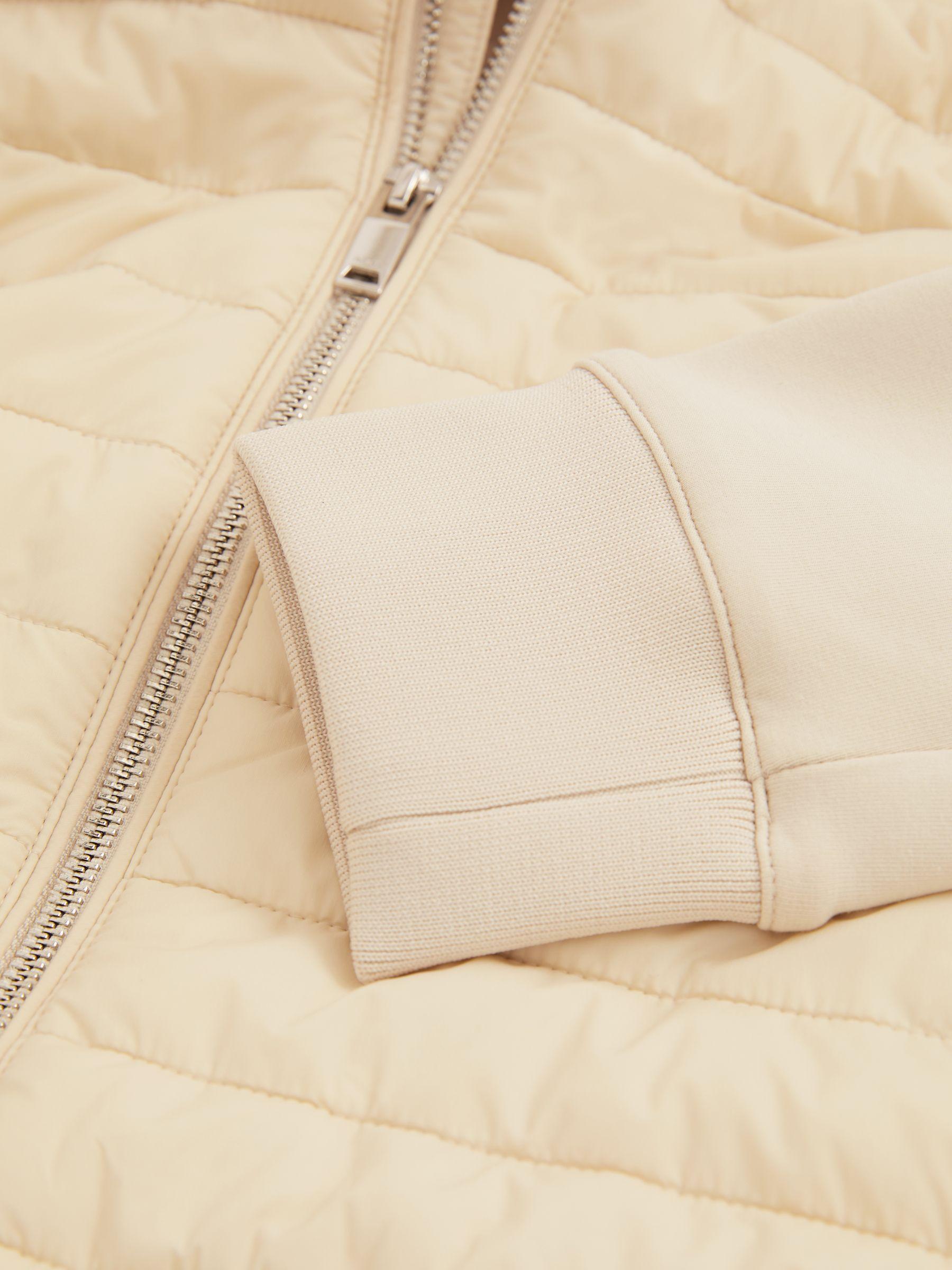 Hybrid Quilt and Knit Zip-Through Jacket in Light Stone Product Image