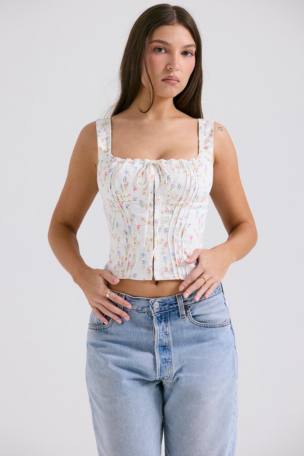 Chicca  white posy print top Product Image