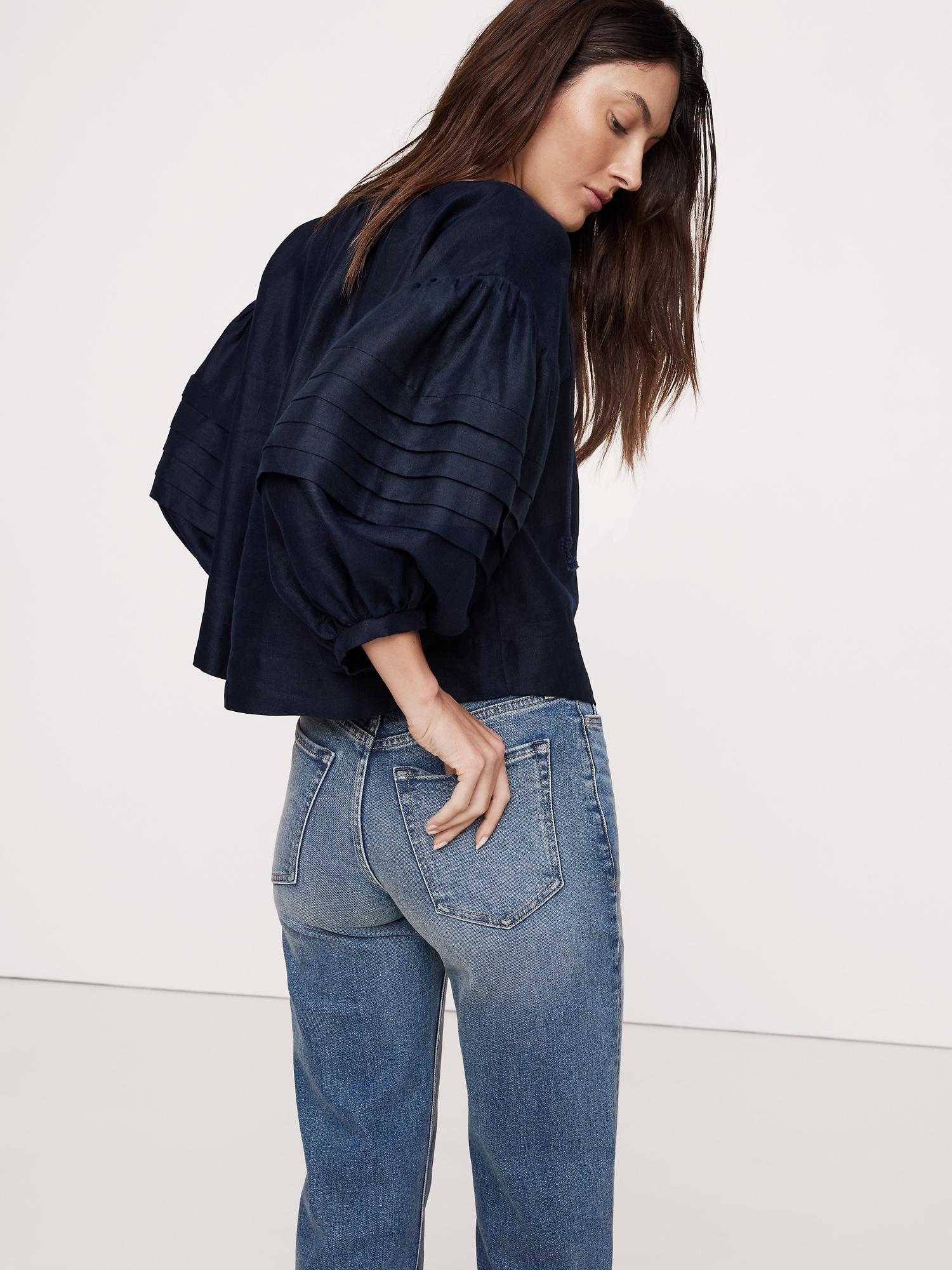 Linen Peasant Blouse Product Image