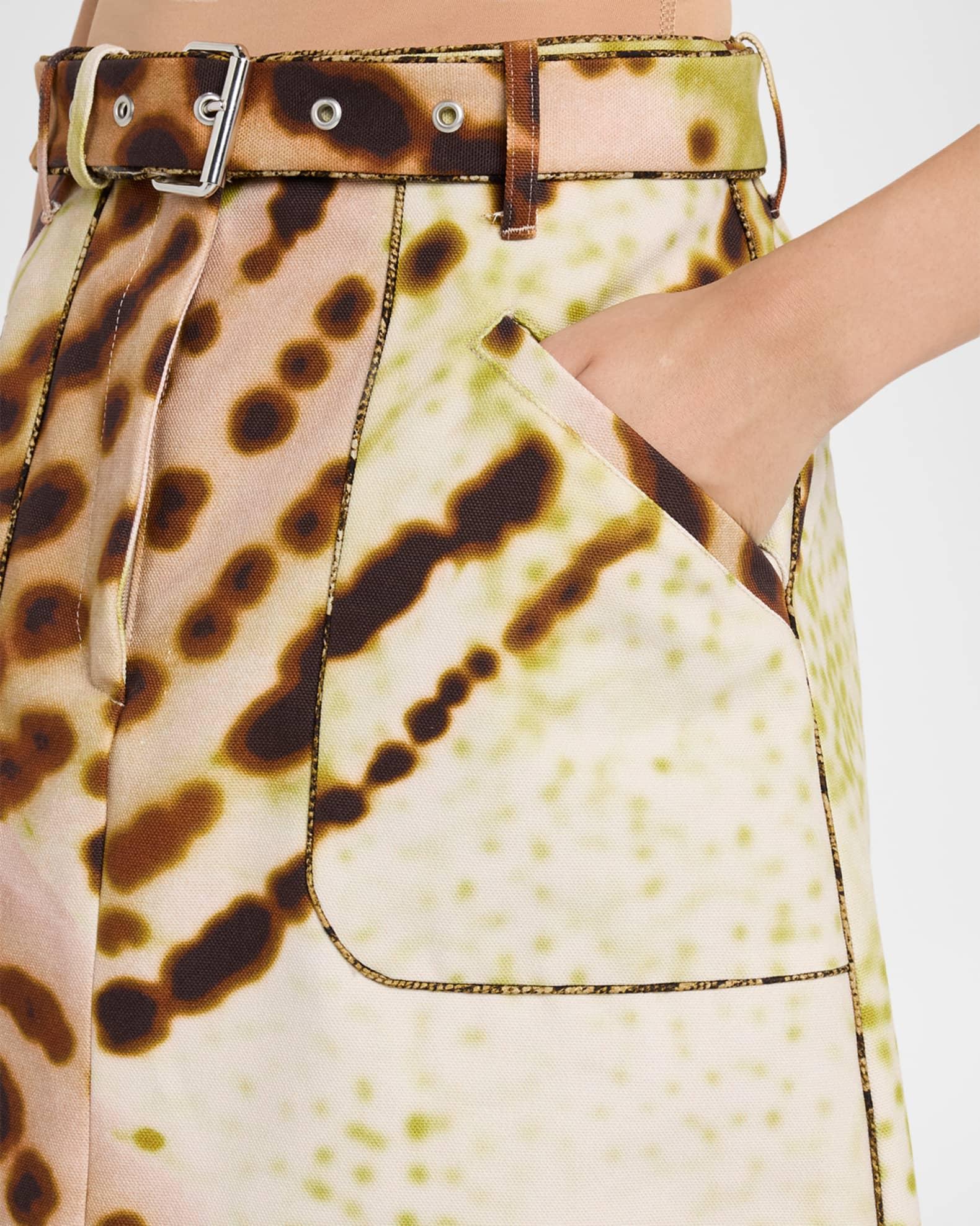 Sheraz Orchid-Print Belted A-Line Skirt Product Image