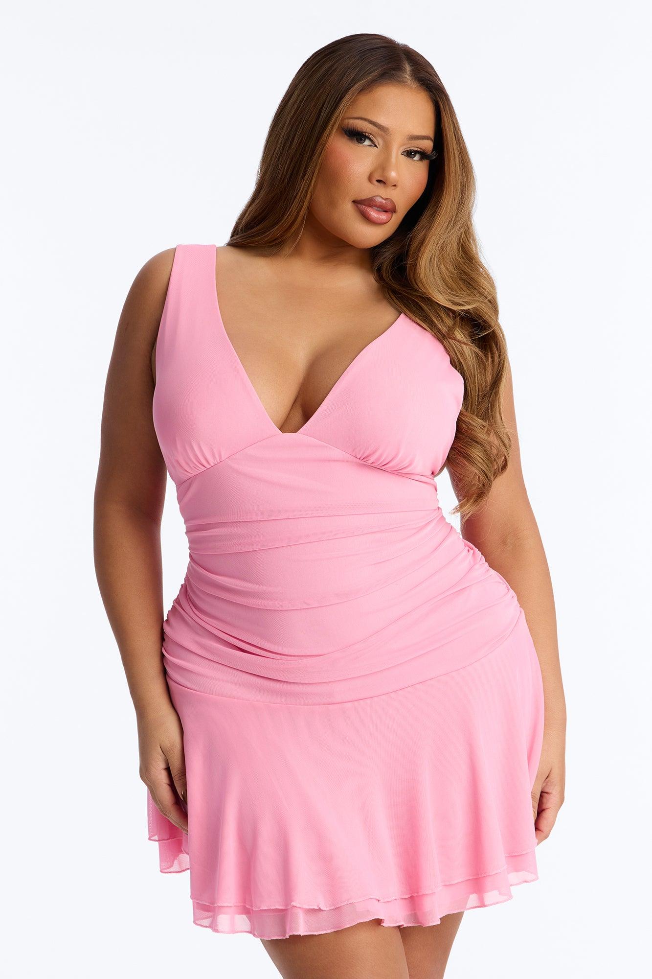 Sydney Ruffle Mesh Mini Dress - Pink Female Product Image
