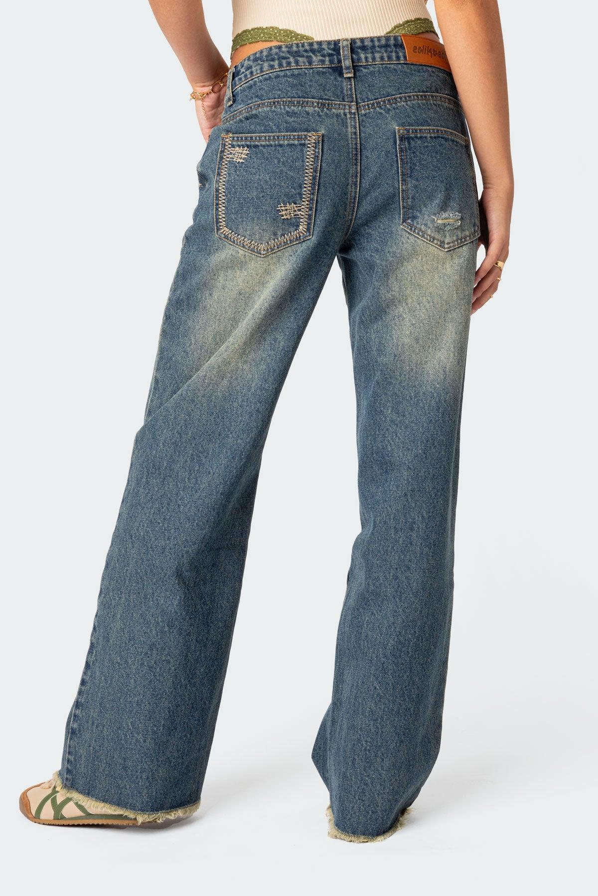 Doll House Washed Low Rise Baggy Jeans Product Image