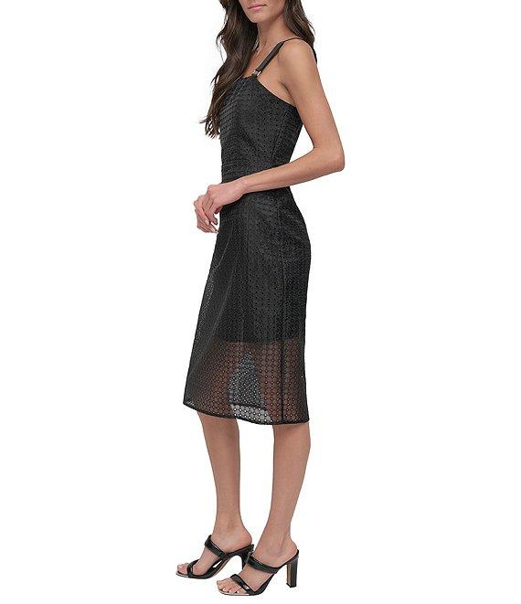 DKNY by Donna Karan Organza Eyelet Sleeveless Dress Product Image