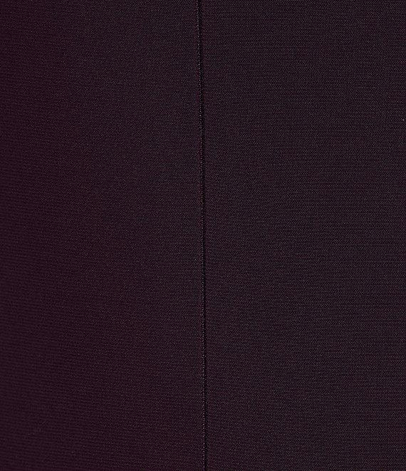 Le Bos Stretch Sequin Lace Mesh Crew Neck 3/4 Illusion Sleeves Back Slit Column Dress Product Image