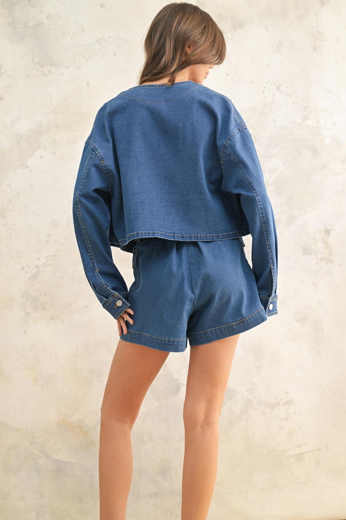 Denim Tie Shorts Product Image