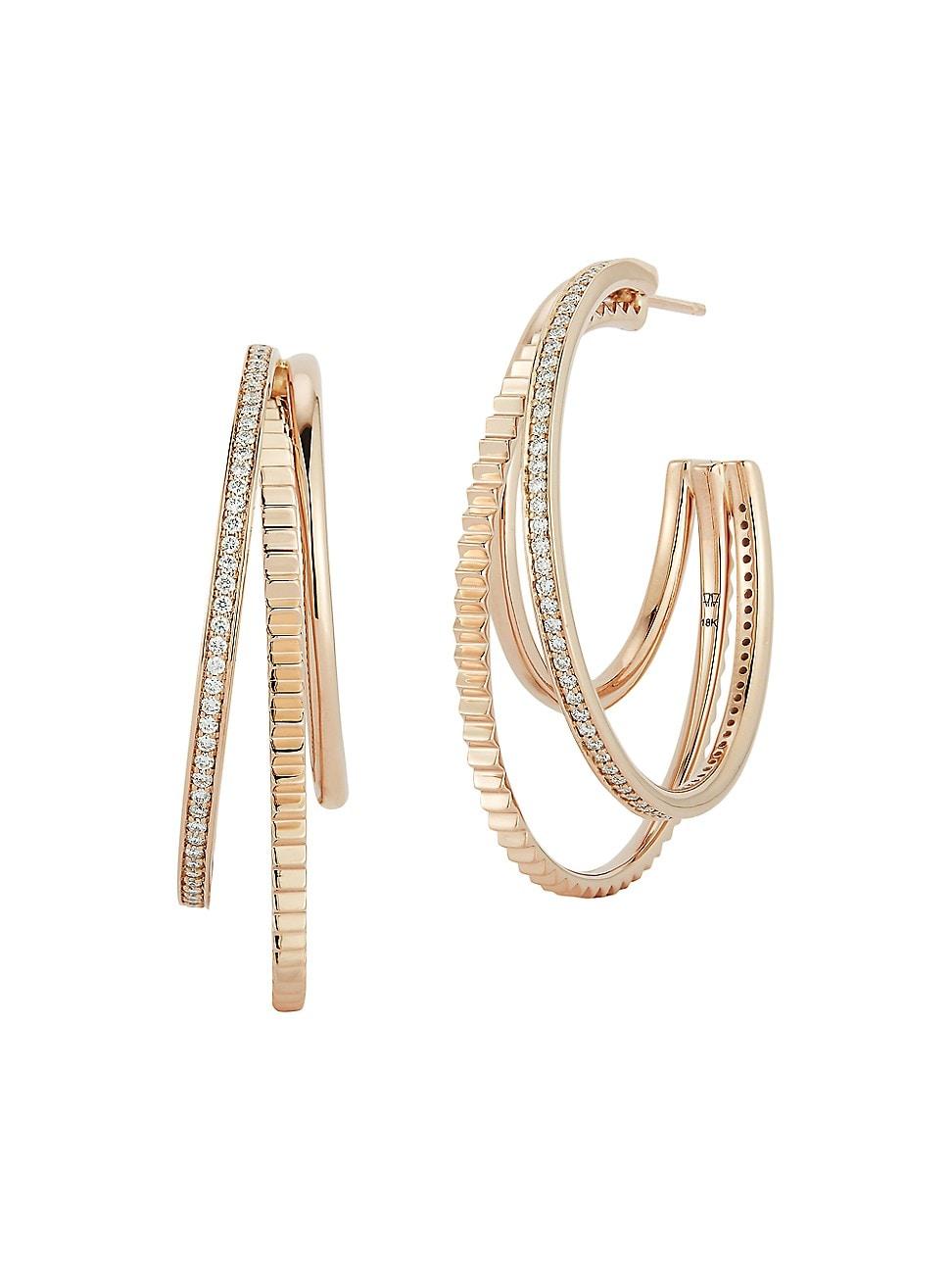 Womens Clive 18K Rose Gold & 0.76 TCW Diamond Triple-Hoop Earrings Product Image