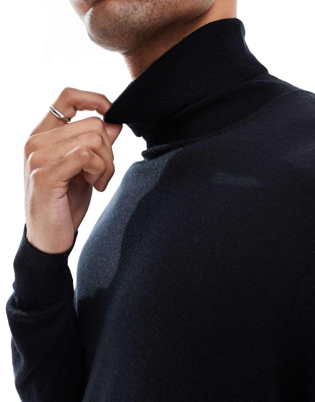Scalpers roll neck sweater in black   Product Image