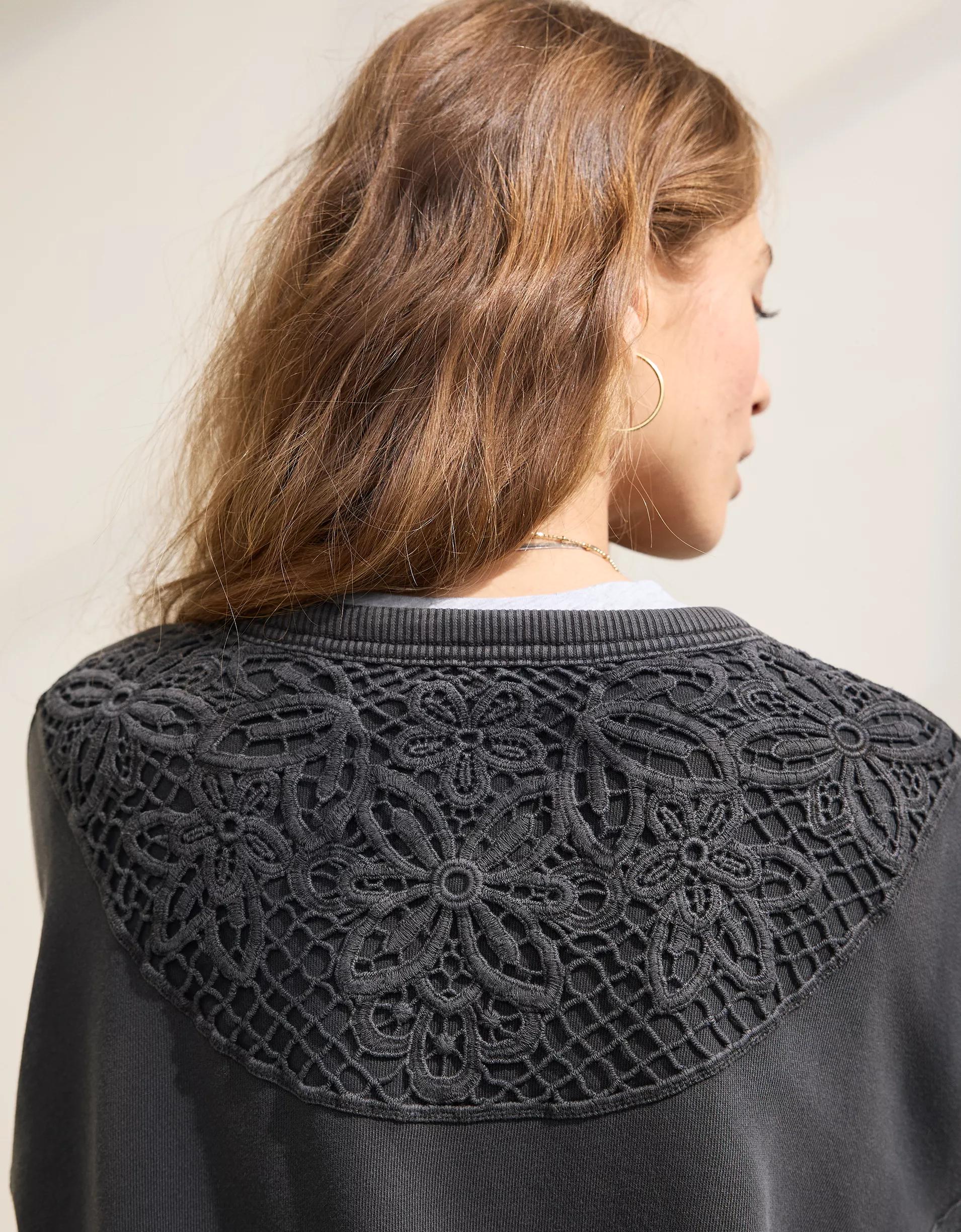 Aerie Keep It Light Crochet Crew Sweatshirt Product Image