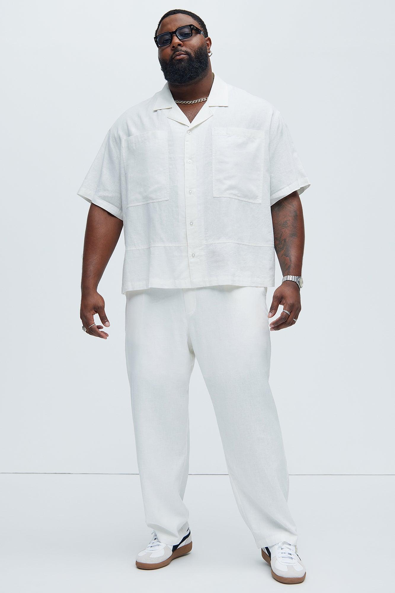 Bahamas Linen Cuban Boxy Shirt - White Product Image