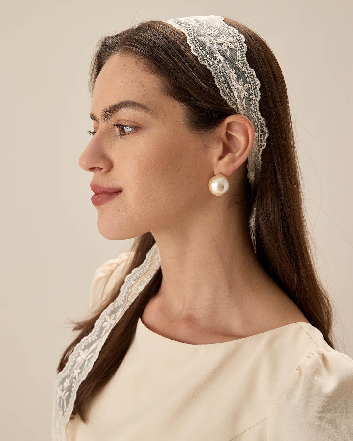 Beige Lace Hair Belt Product Image