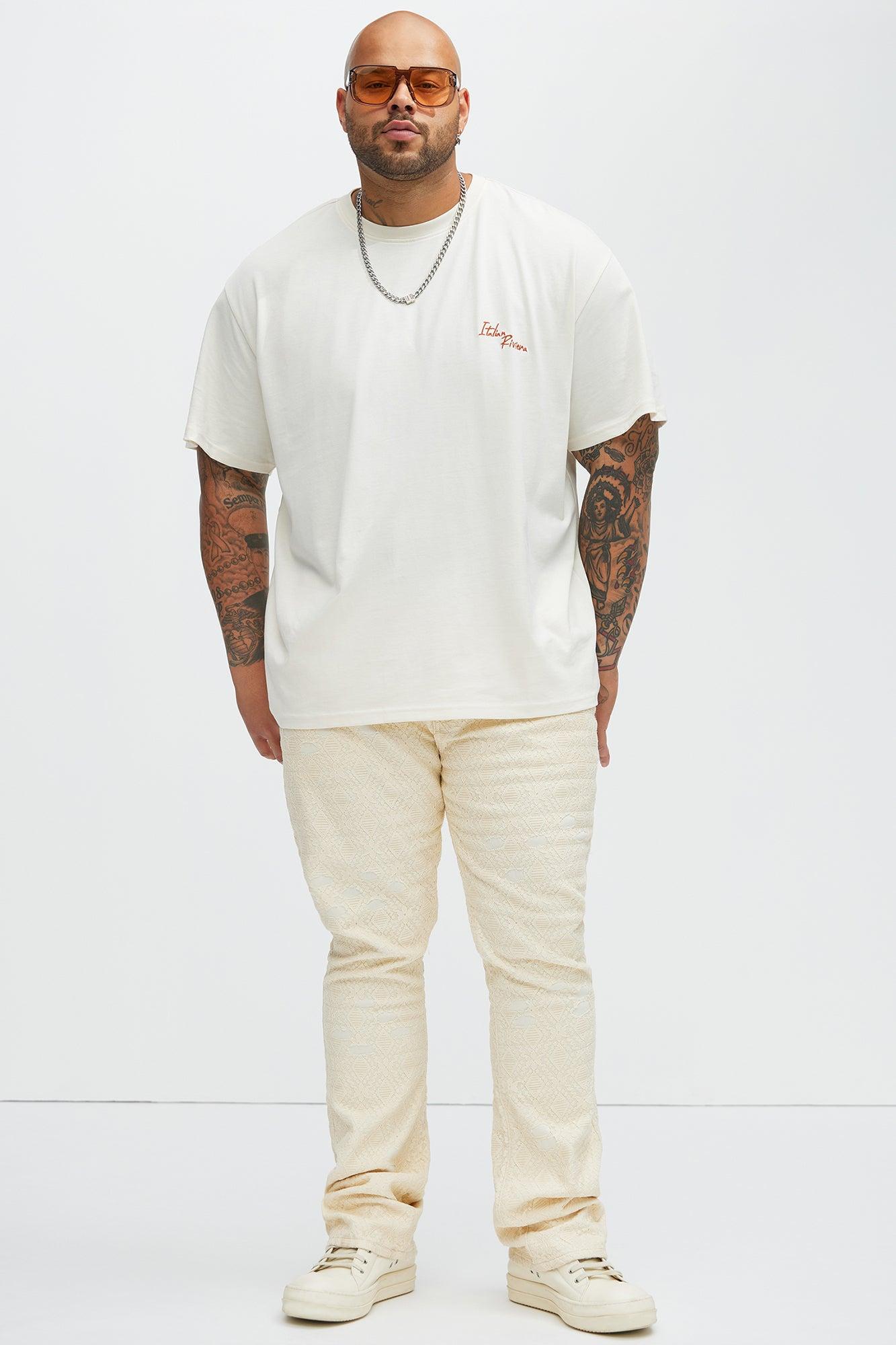 No Trace Just Lace Stacked Skinny Flare Pants - Off White Product Image