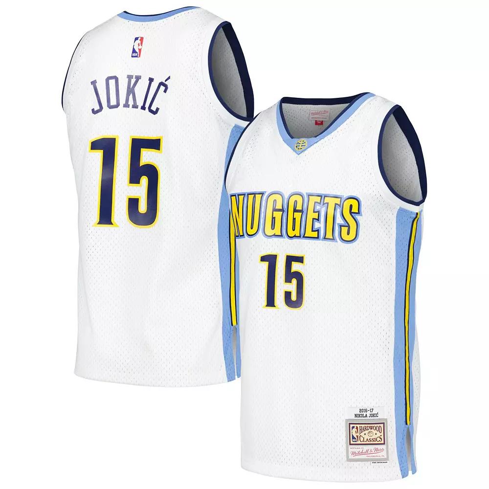 Men's Mitchell & Ness Nikola Jokic White Denver Nuggets 2016/17 Throwback Swingman Jersey, Size: Medium, Nug White Product Image