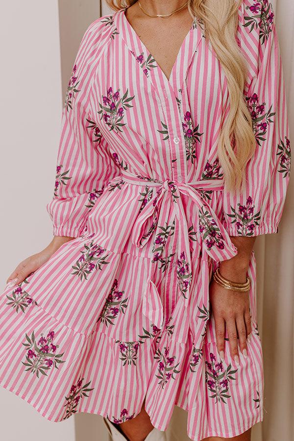 Kind Glance Stripe Mini Dress in Pink Product Image