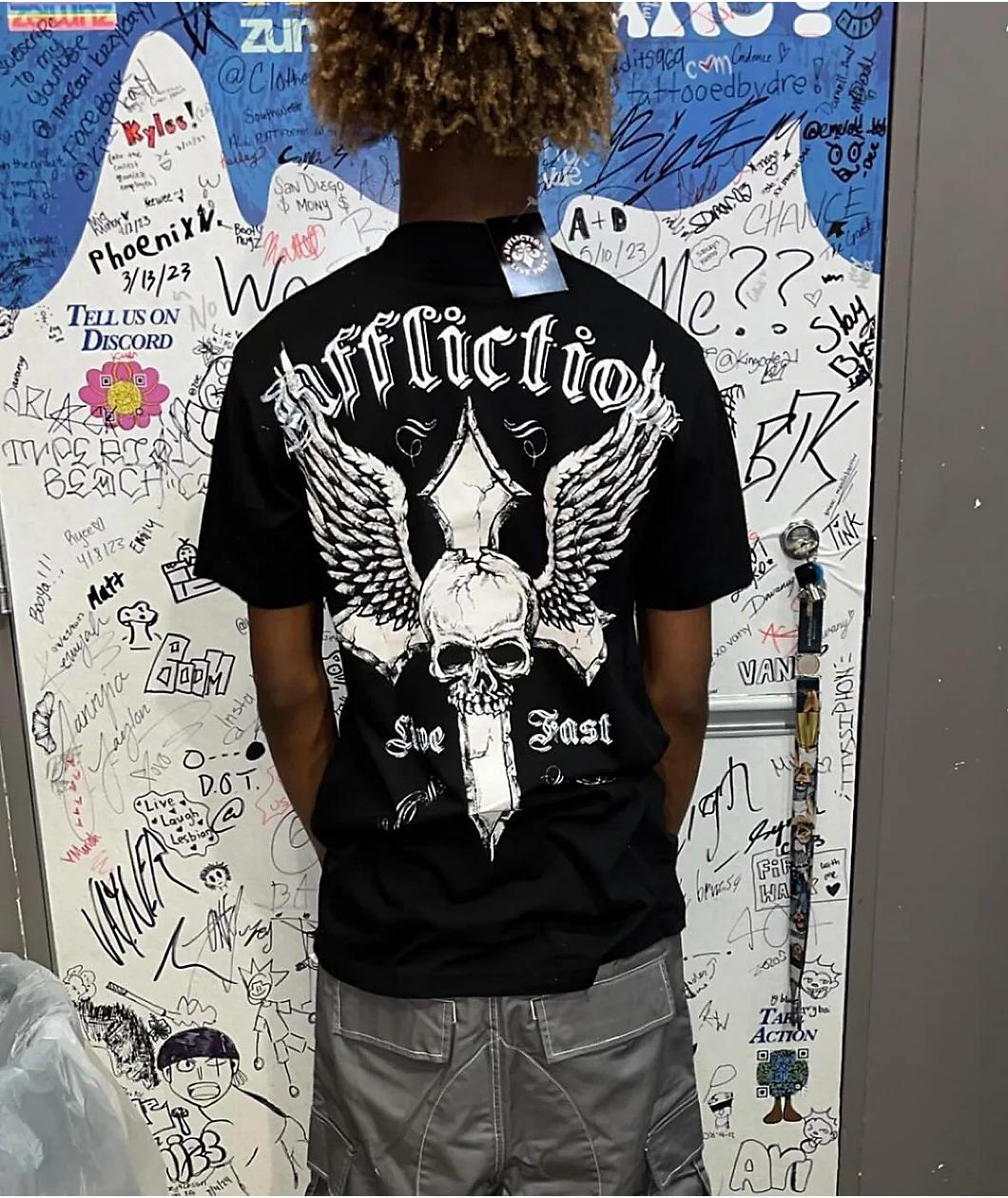 Affliction Live Fast Reflective Black T-Shirt Product Image