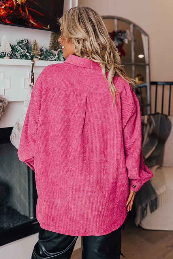 On My Mind Corduroy Button Up In Violet Curves Product Image