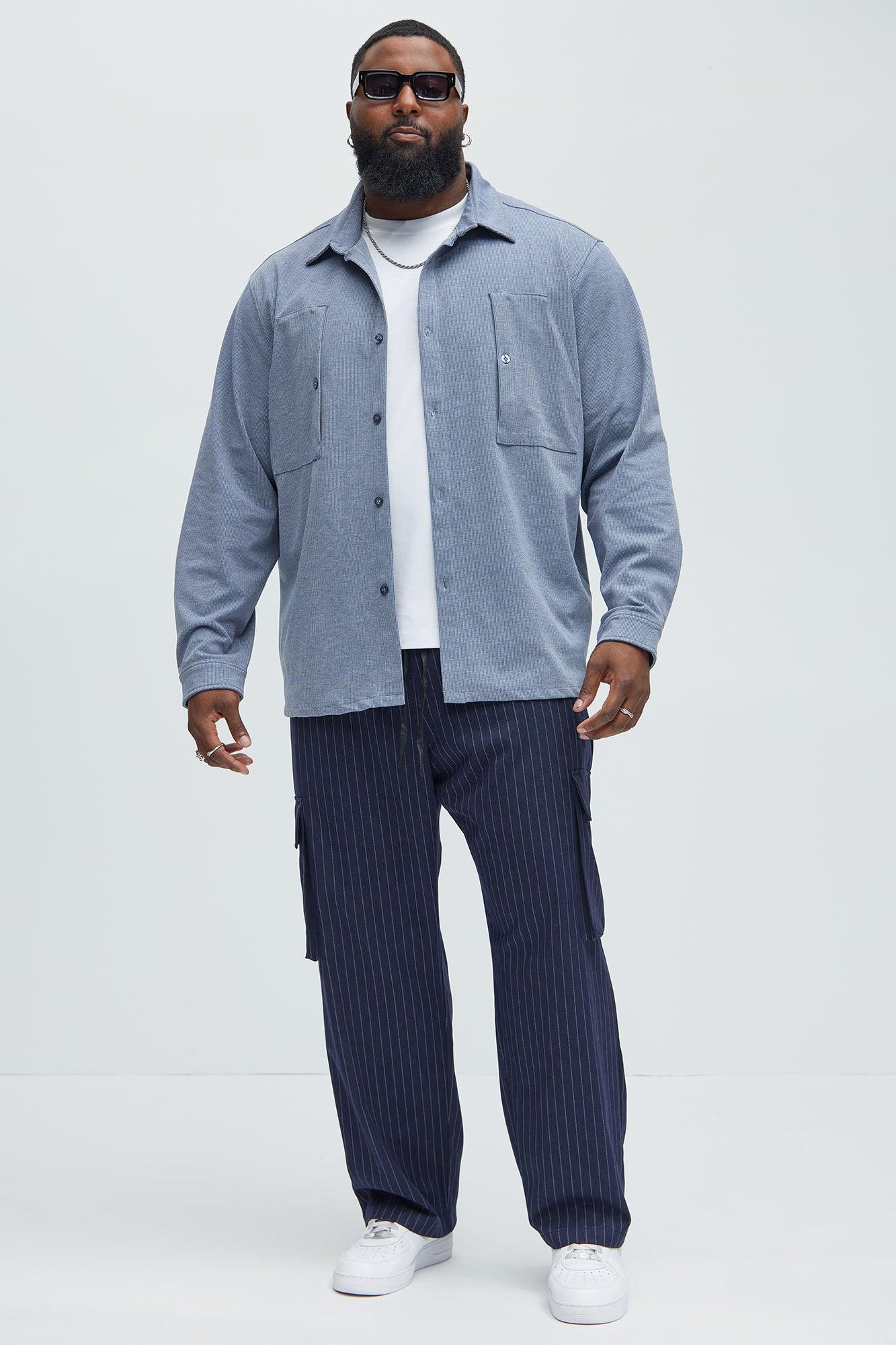Perth Pinstripes Relaxed Cargo Pants - Navy/combo Product Image