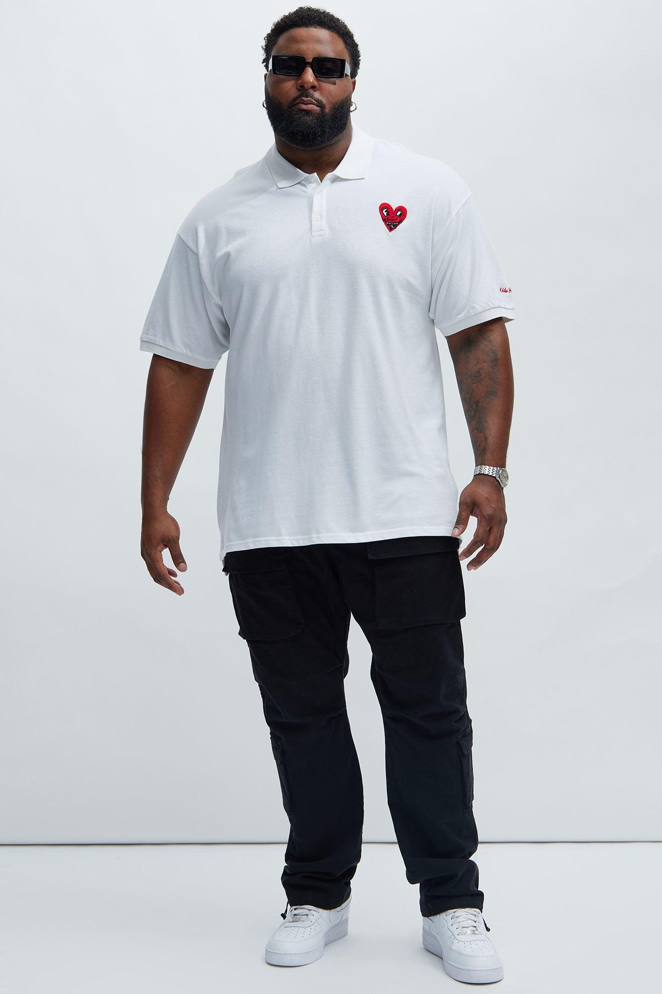 Keith Haring Heart Logo Short Sleeve Polo - White Product Image