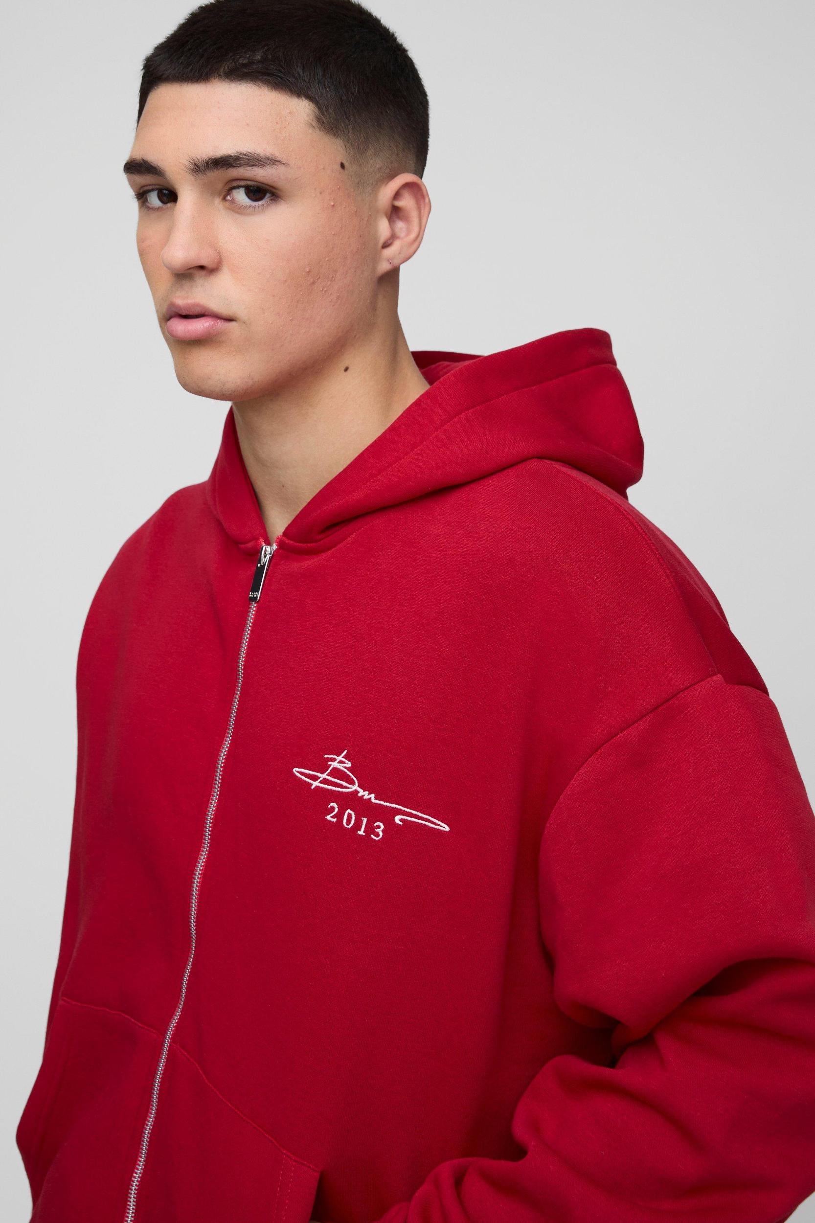 Oversized Boxy BM Signature Zip Hooded Tracksuit | boohooMAN USA Product Image