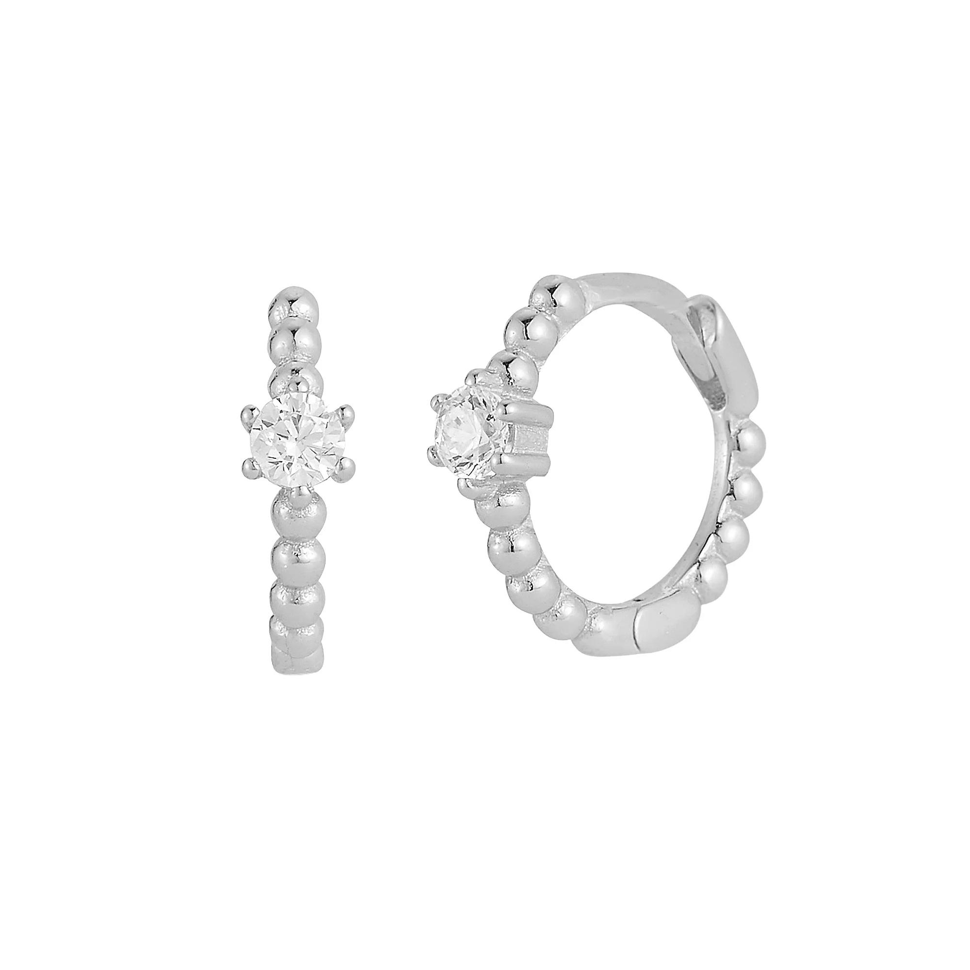 Sunkissed Sterling Cubic Zirconia Hoop Earrings, Women's, Silver Tone Product Image