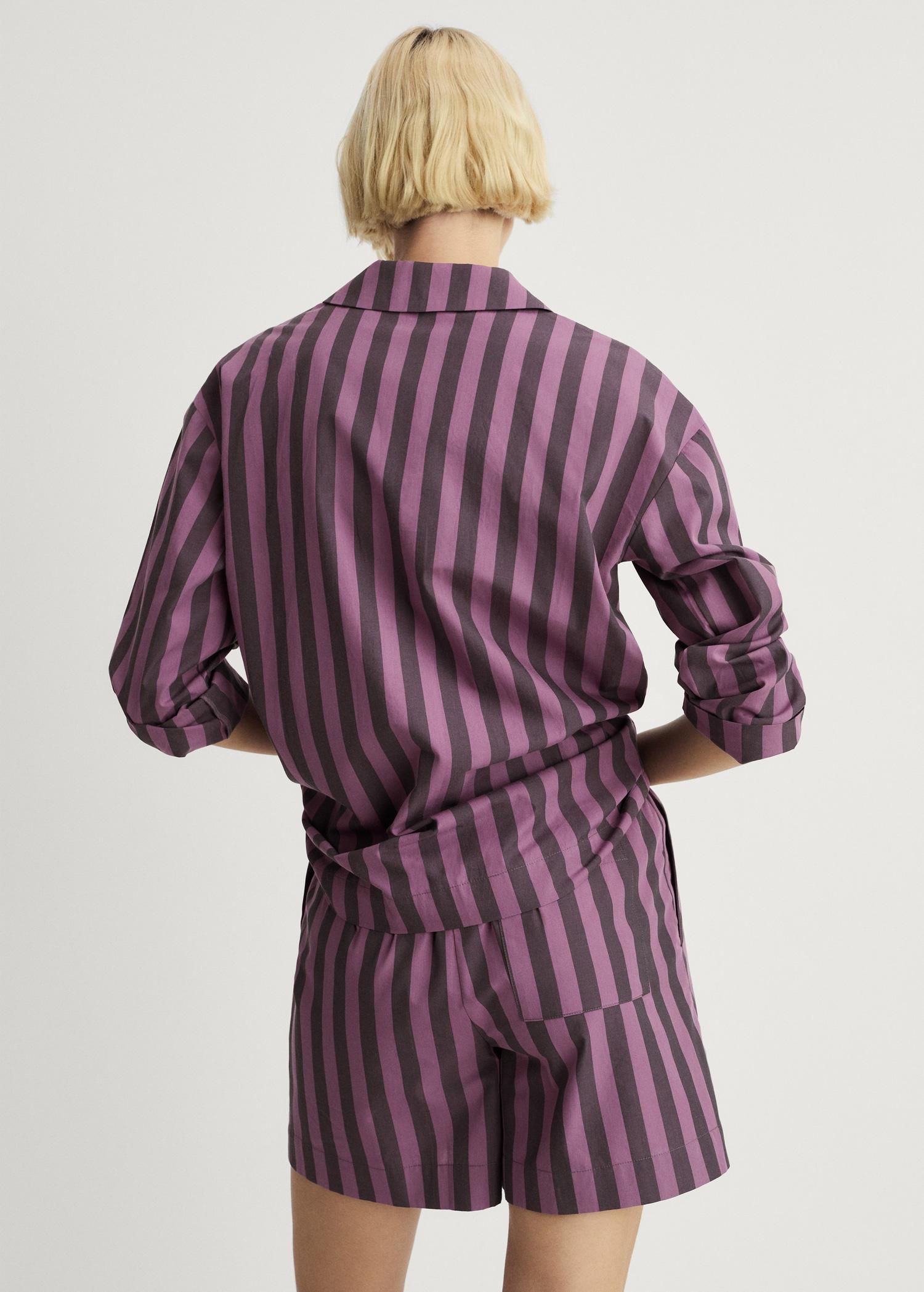 Woven two-tone striped shorts - Women | MANGO USA Product Image