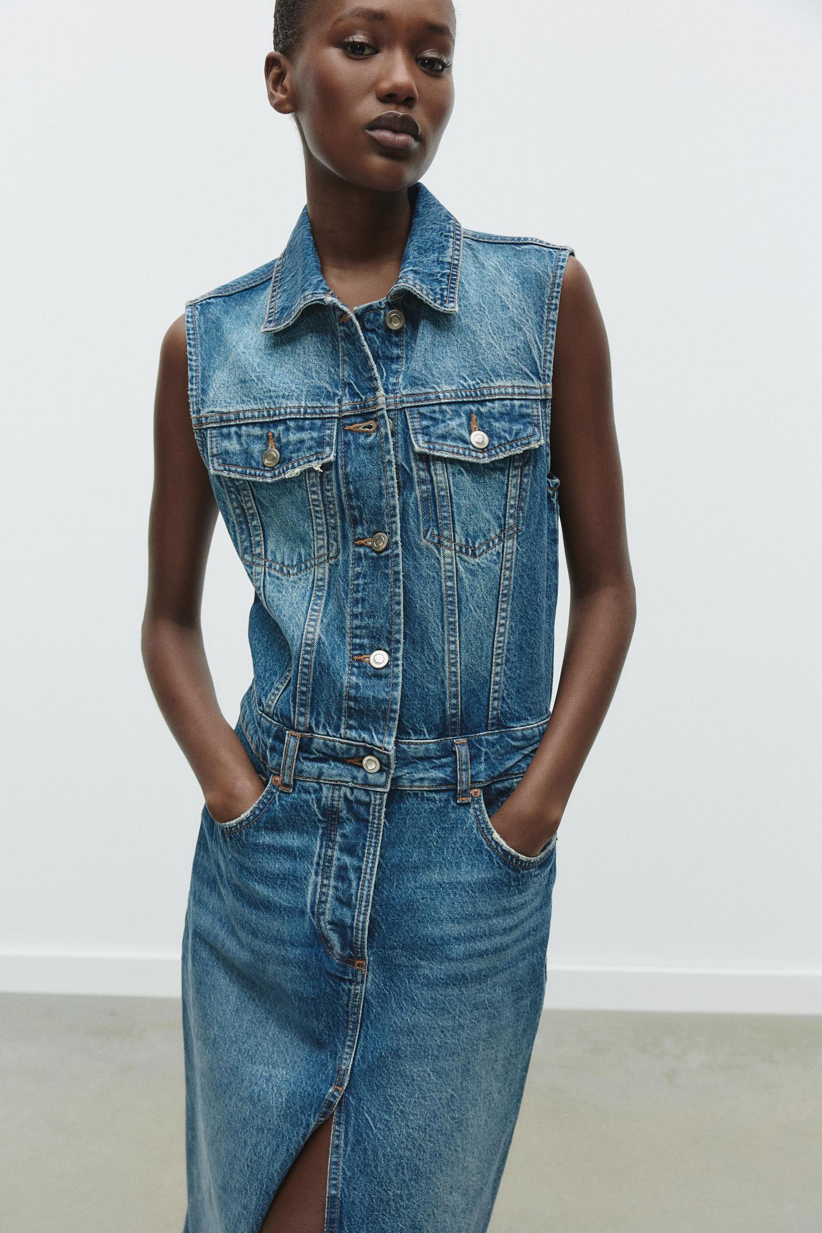 Z1975 SLEEVELESS DENIM MIDI DRESS Product Image