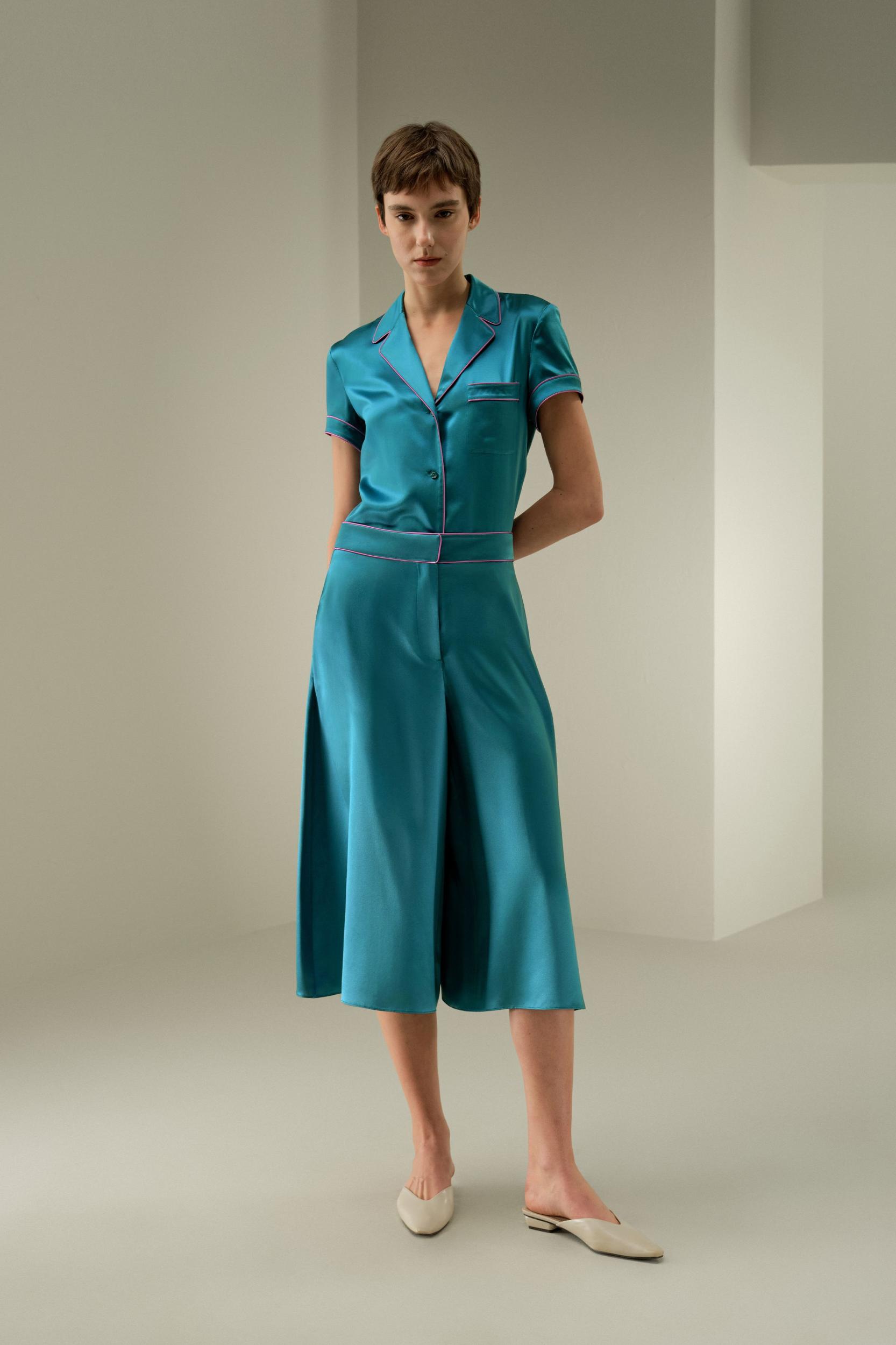 LILYSILK x Elizabeth Womens Capri Trousers Silk - Brick Red 100% OEKO Silk - Comfortable Wide Leg Pants 16 Product Image