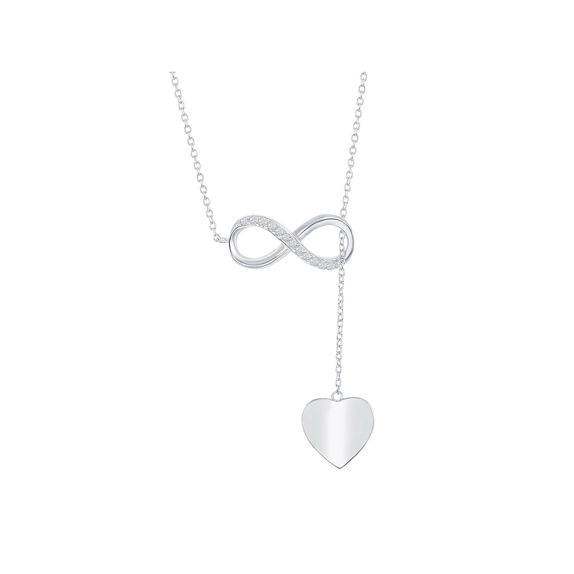 Sterling Silver Cubic Zirconia Infinity Heart Lariat Necklace, Women's, Size: 16-18" ADJ Product Image