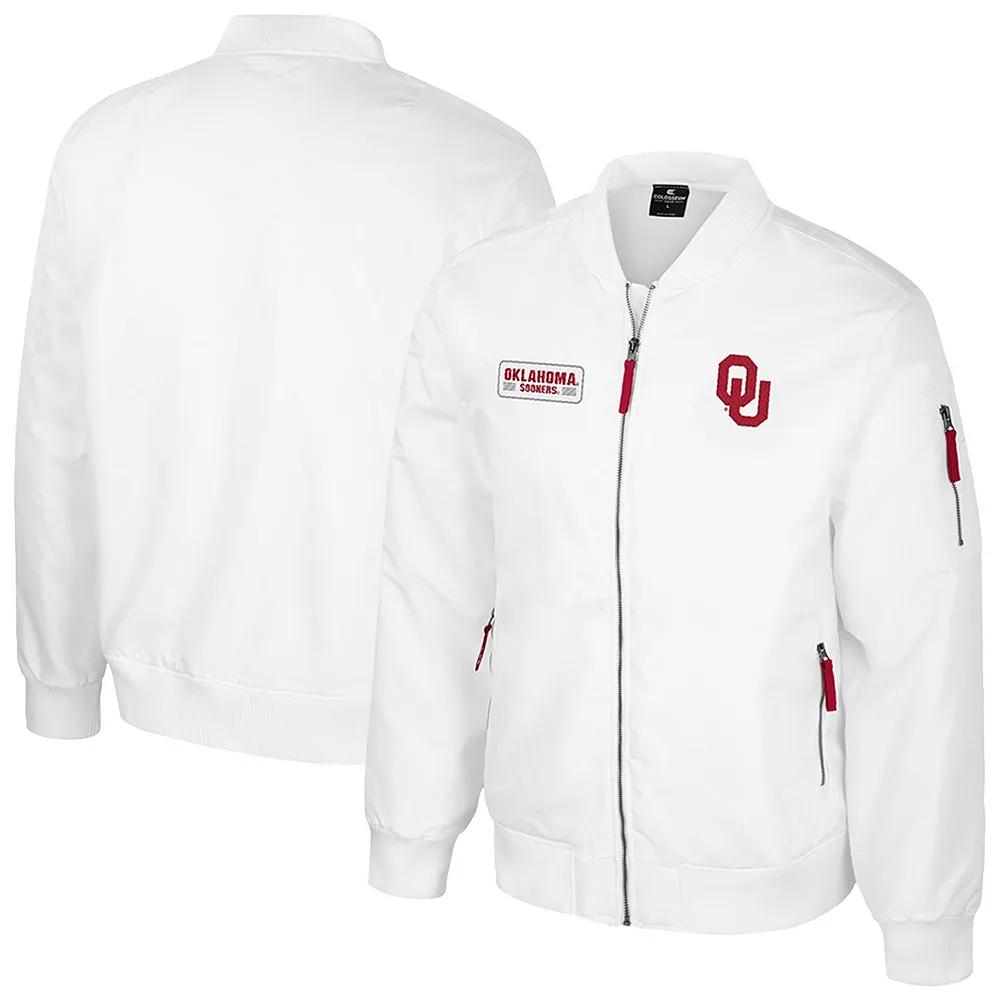 Men's Colosseum Oklahoma Sooners White Rabbit Full-Zip Bomber Jacket, Size: XL Product Image