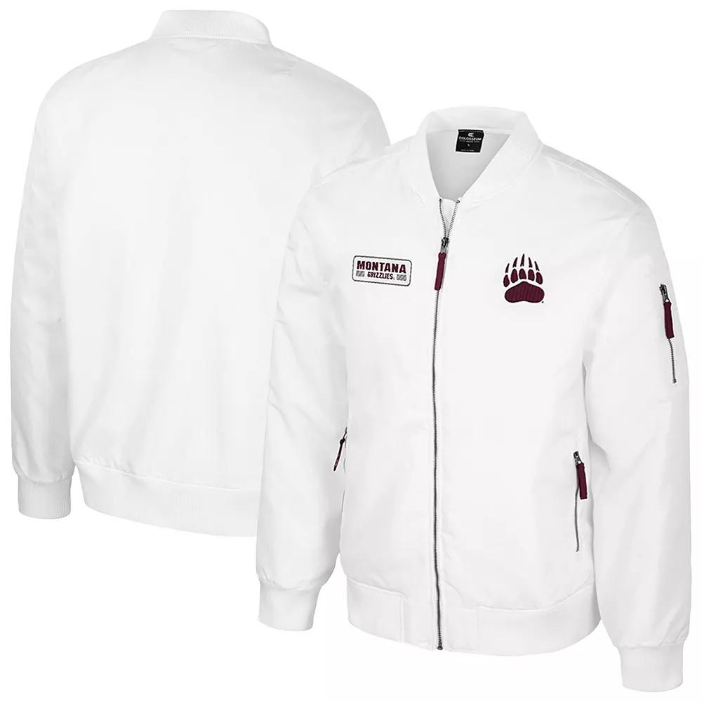 Men's Colosseum  White Montana Grizzlies White Rabbit Full-Zip Bomber Jacket, Size: Medium, Mon White Product Image