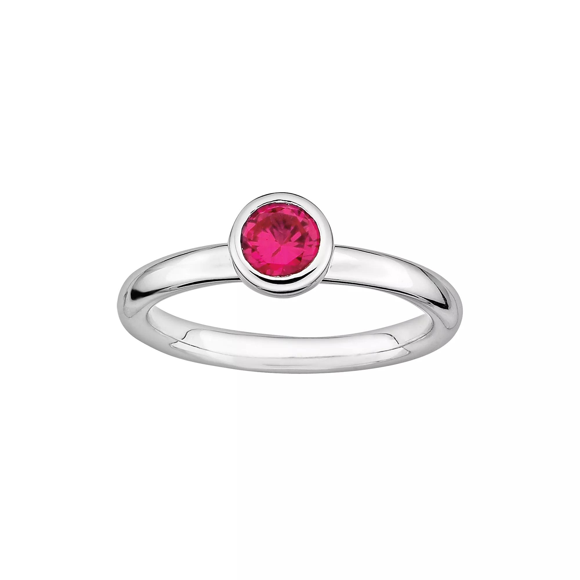 Stacks & Stones Sterling Sterling Silver Lab-Created Ruby Stack Ring, Women's, Size: 10, Red Product Image