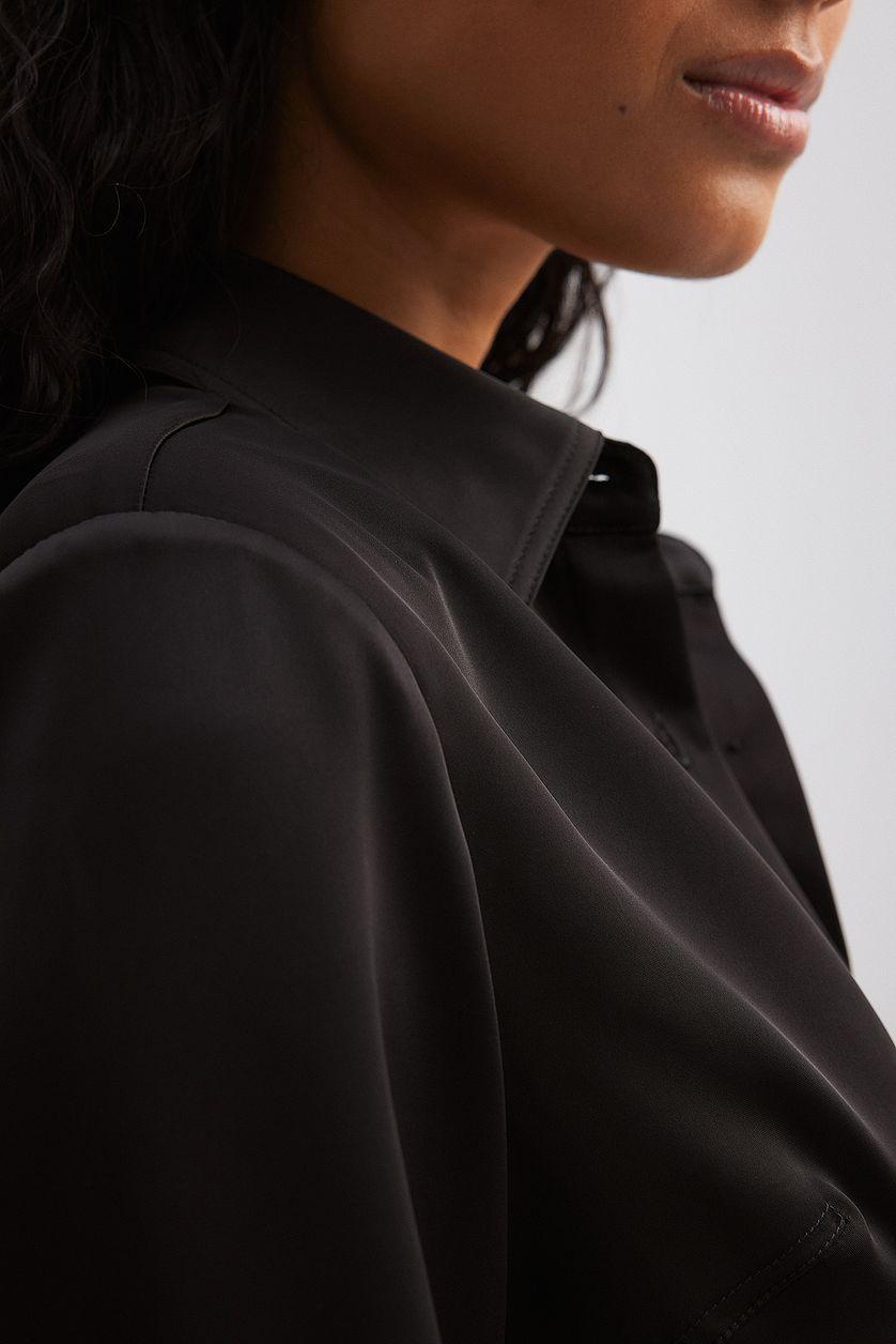 Pointy Shoulder Satin Shirt Product Image