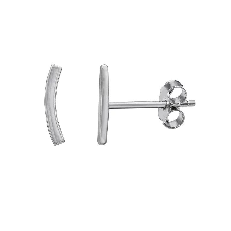 PRIMROSE Sterling Silver Polished Curved Bar Stud Earrings, Women's, Silver Tone Product Image