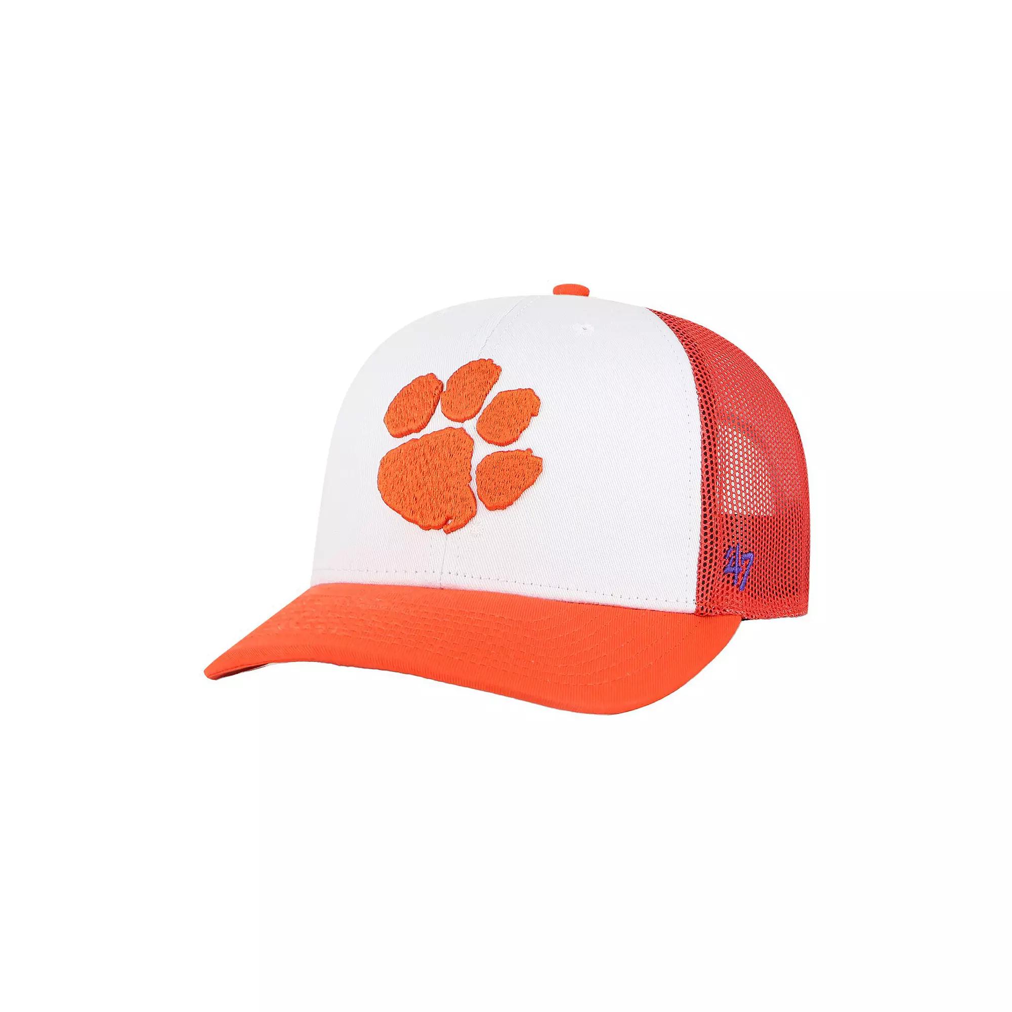 Men's '47 White/Orange Clemson Tigers Freshman Trucker Adjustable Hat Product Image