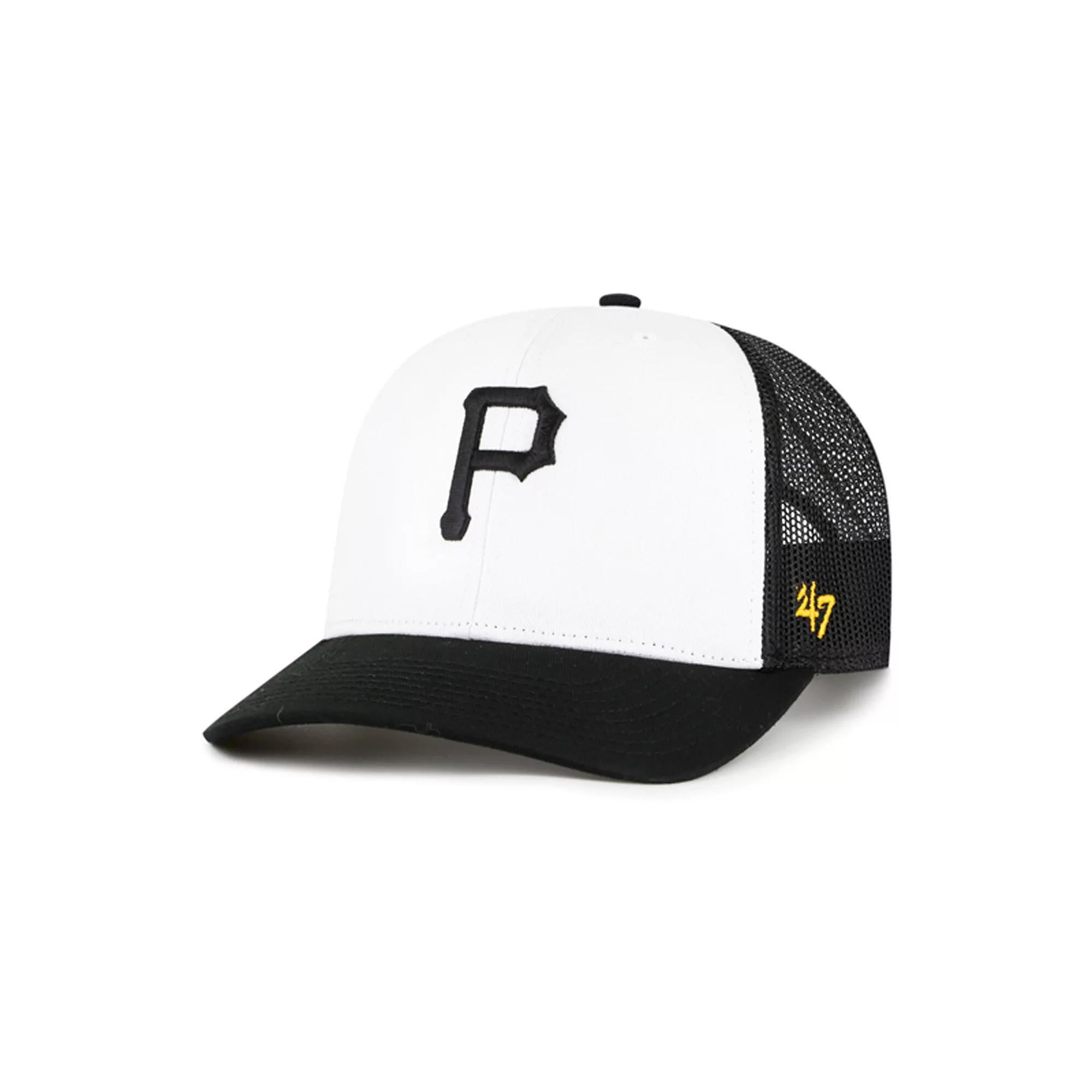Men's '47 White/Black Pittsburgh Pirates Freshman Trucker Adjustable Hat Product Image