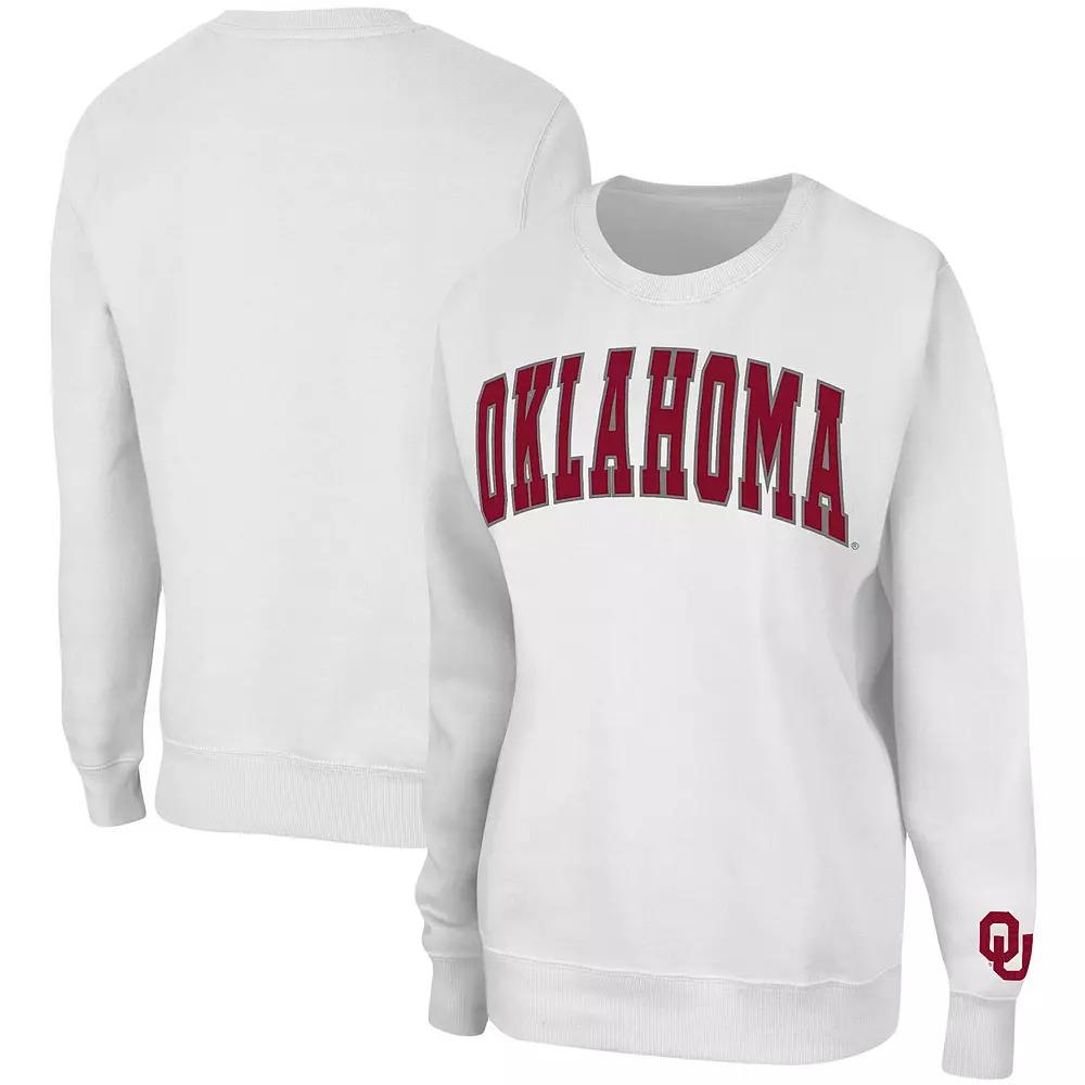 Women's Colosseum White Oklahoma Sooners Campanile Pullover Sweatshirt, Size: 2XL Product Image