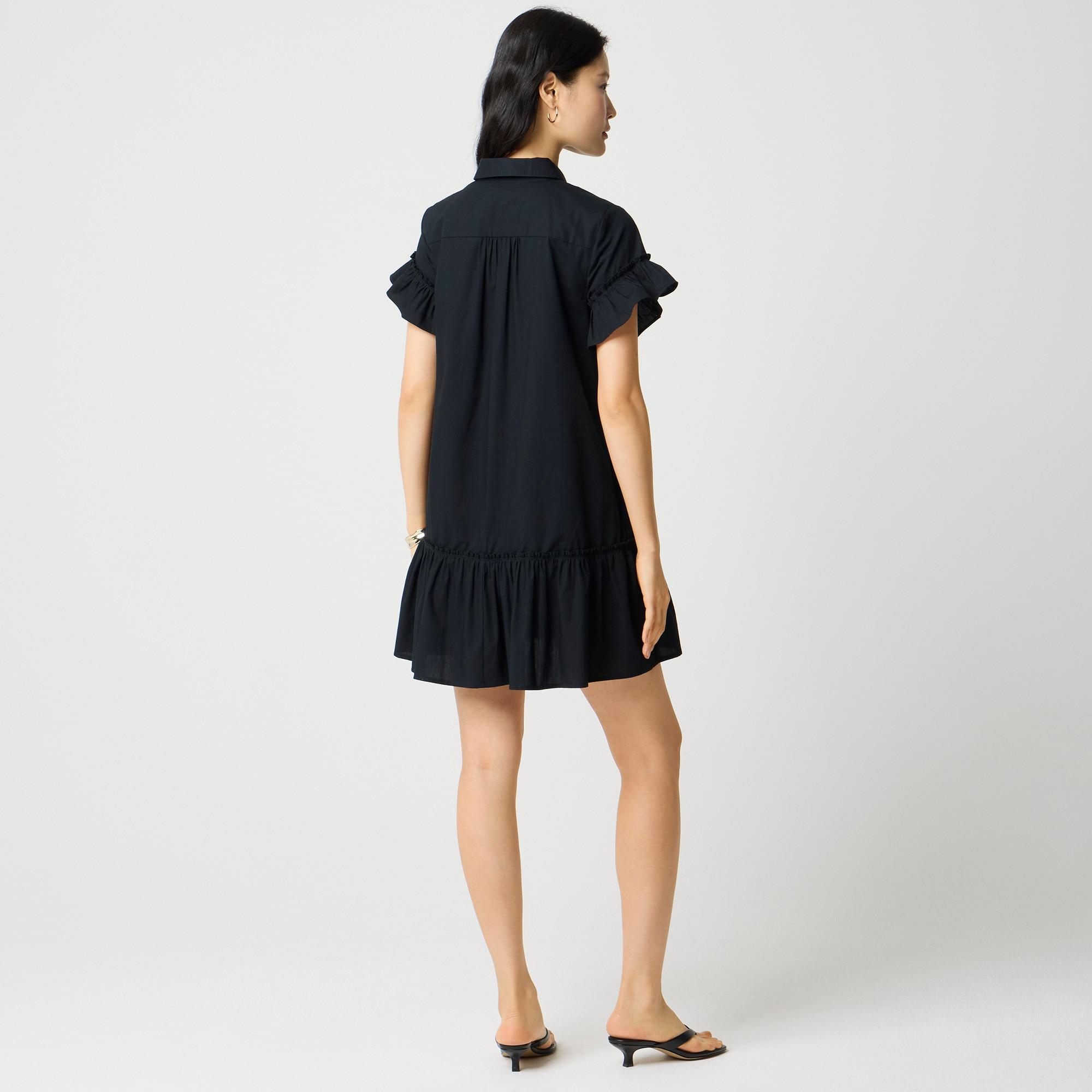 Ruffle-sleeve mini shirtdress Product Image