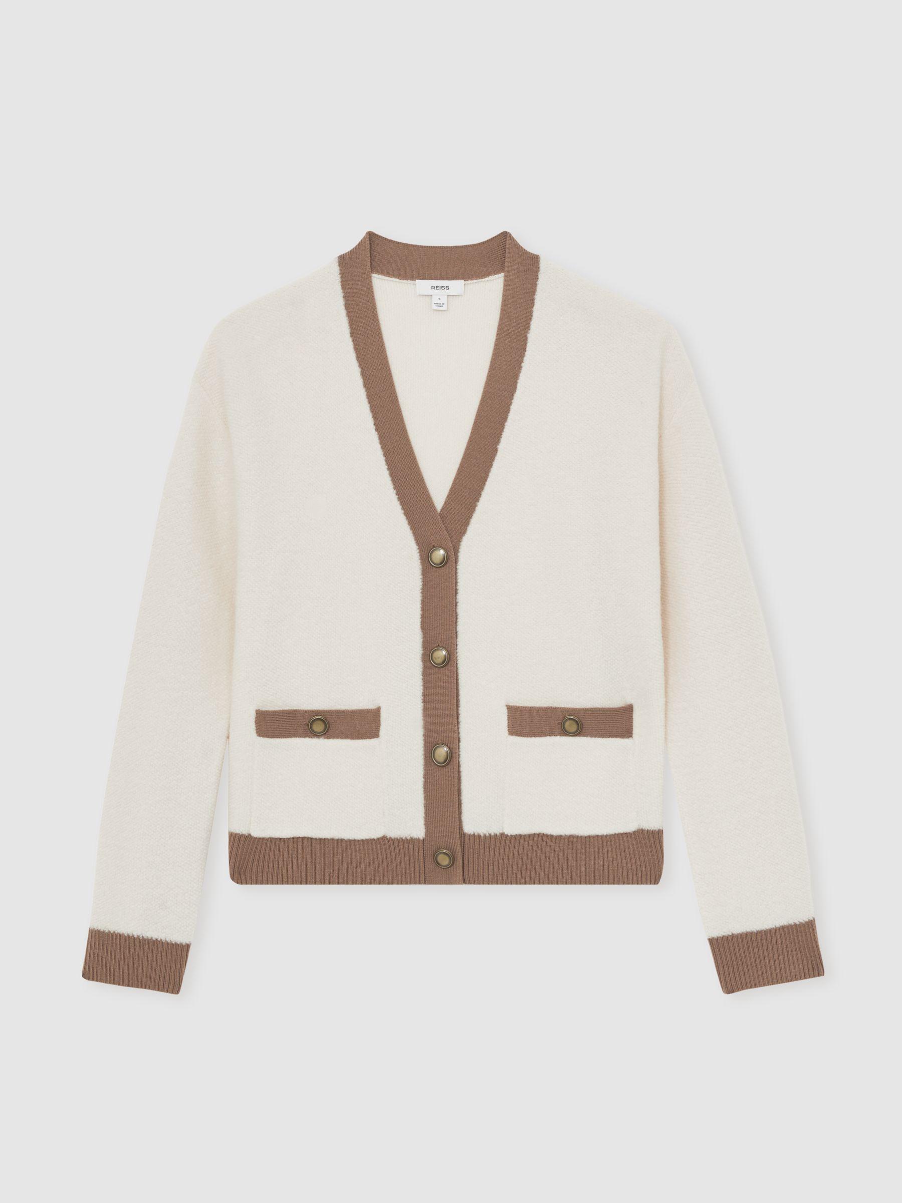 Wool Colourblock Cardigan in Cream/Neutral Product Image