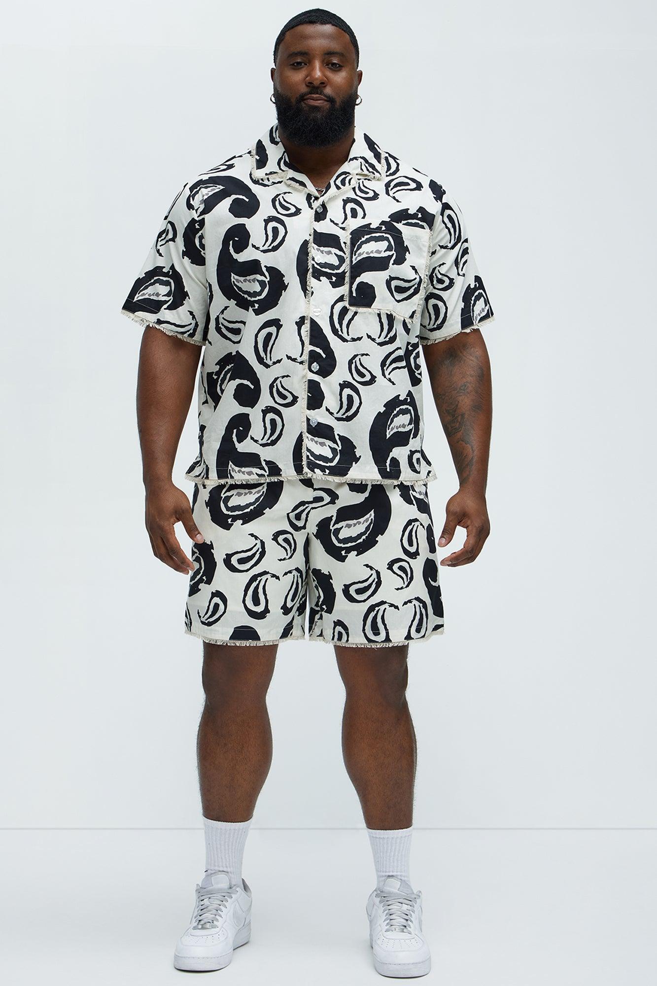 Paisley Print Frayed Shirt - White/combo Product Image