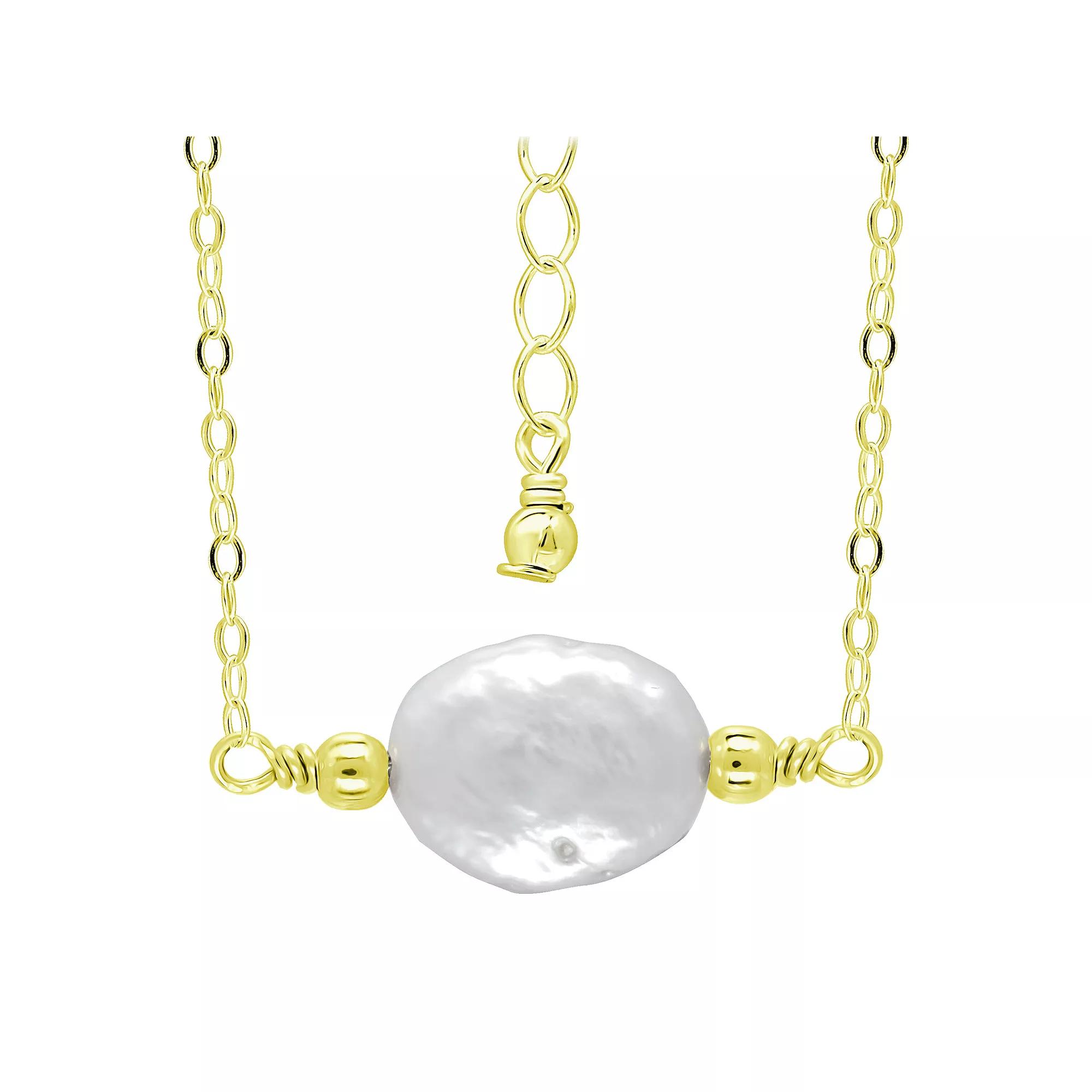 Aleure Precioso Sterling Silver Freshwater Cultured Pearl Medallion Necklace, Women's,  Product Image