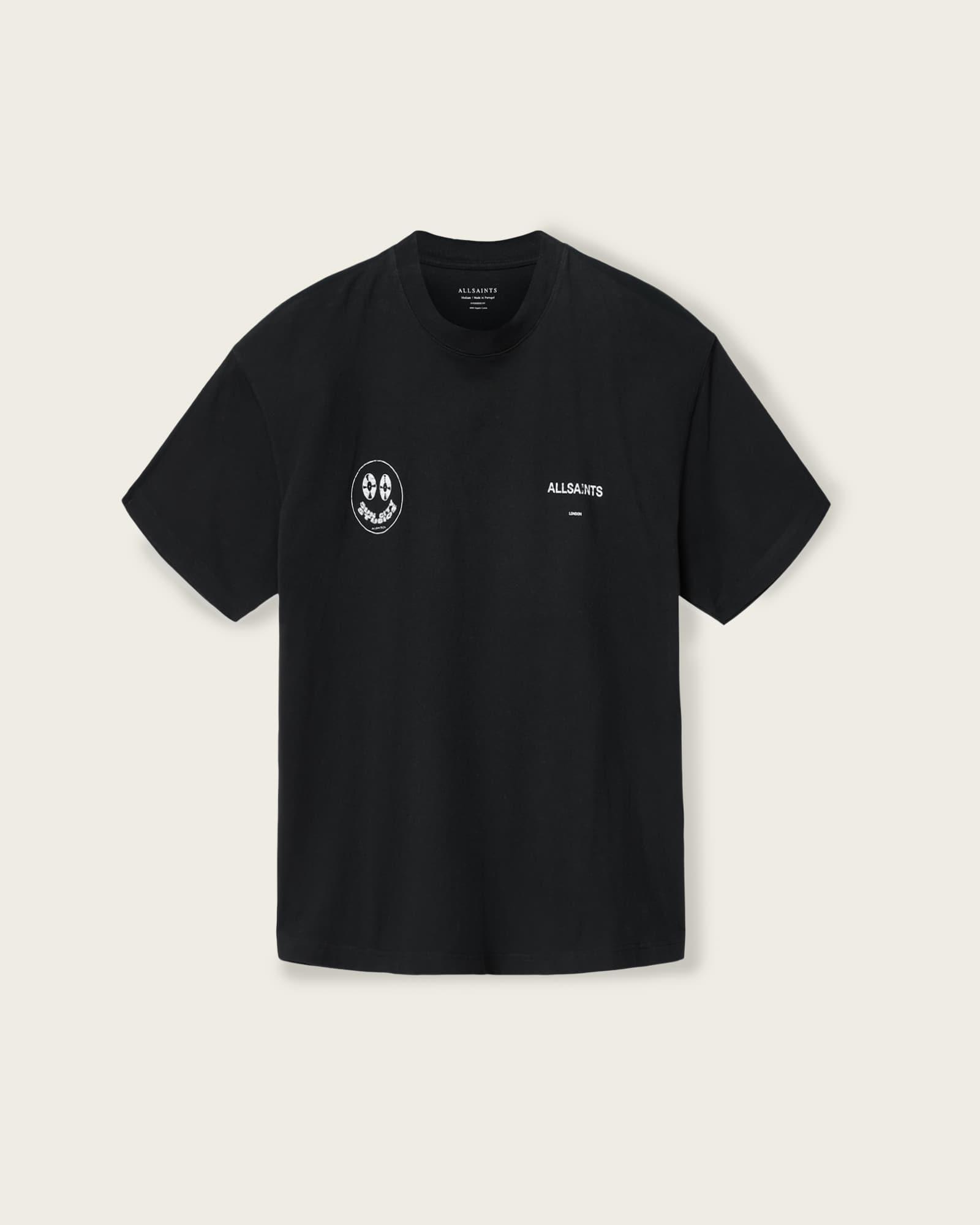 Spinner Oversized Short Sleeve Graphic T-Shirt Washed Black | ALLSAINTS US Product Image