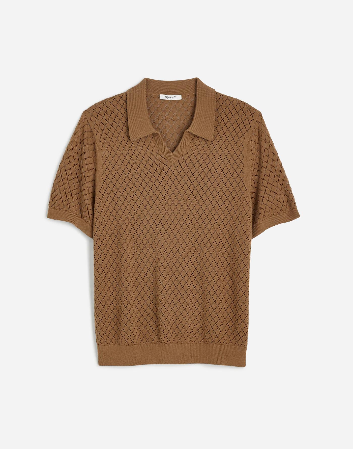 Diamond Pointelle Stitch Sweater Polo Product Image