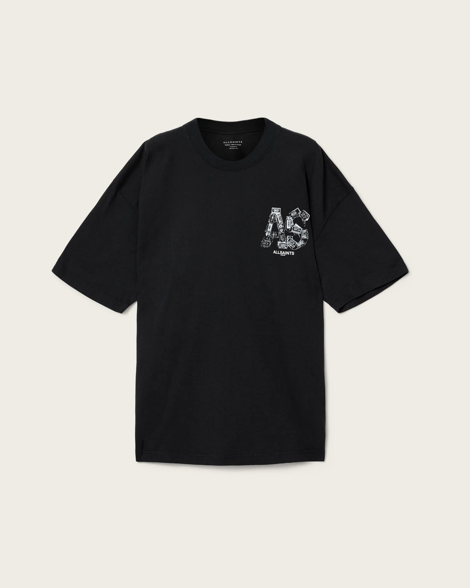 Mixtape Oversized Graphic T-Shirt Jet Black | ALLSAINTS US Product Image