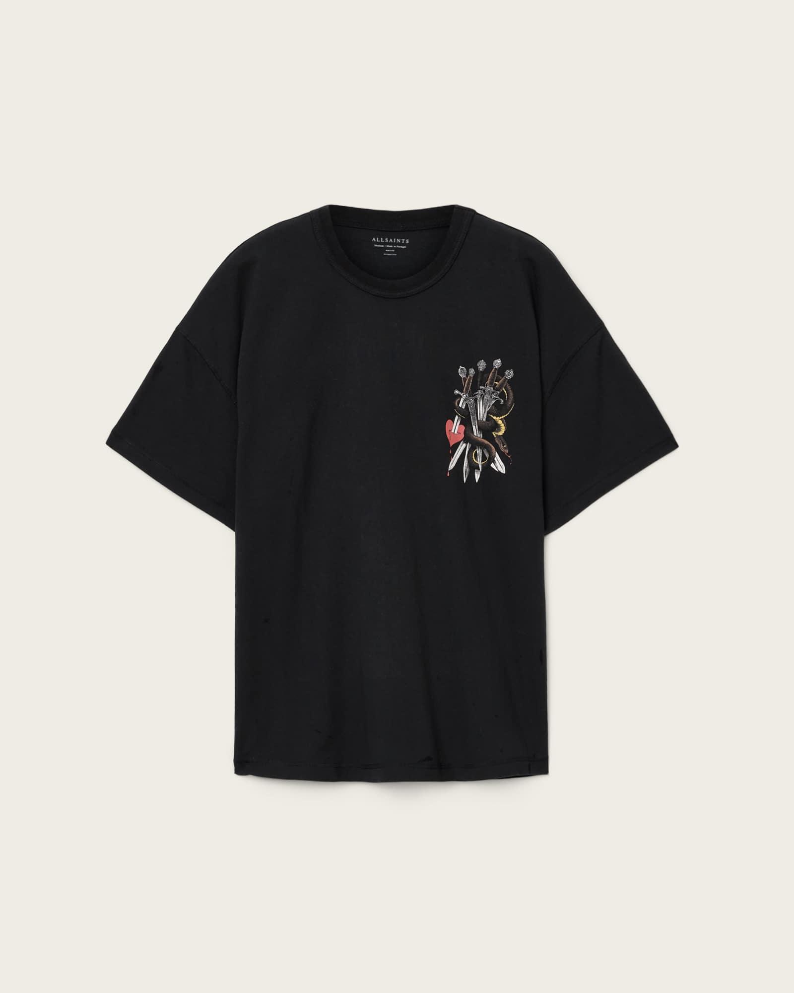 Serrate Short Sleeve Graphic T-Shirt Washed Black | ALLSAINTS US Product Image