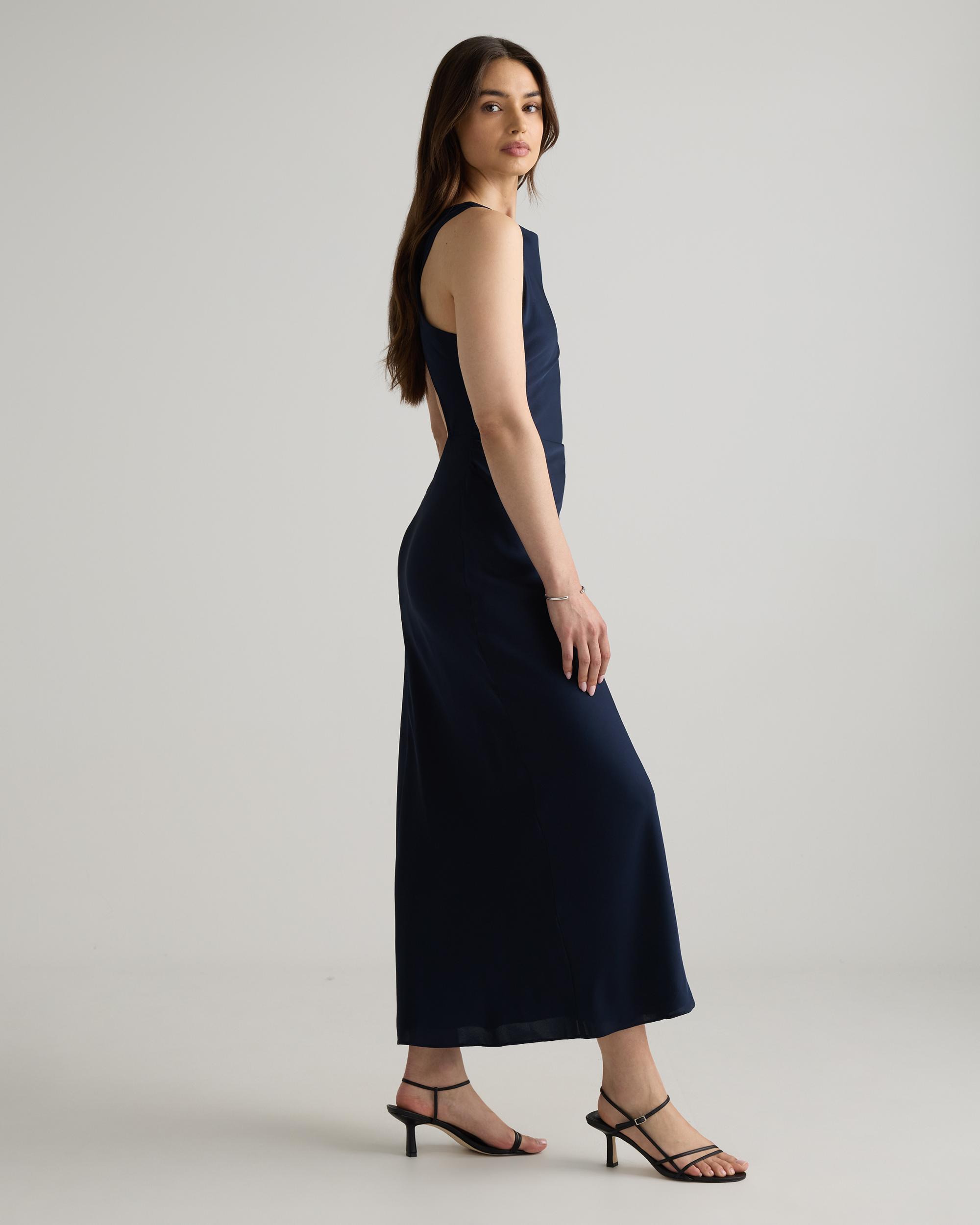 Quince | Women's Washable Stretch Silk High Neck Midi Dress Mulberry Silk Product Image