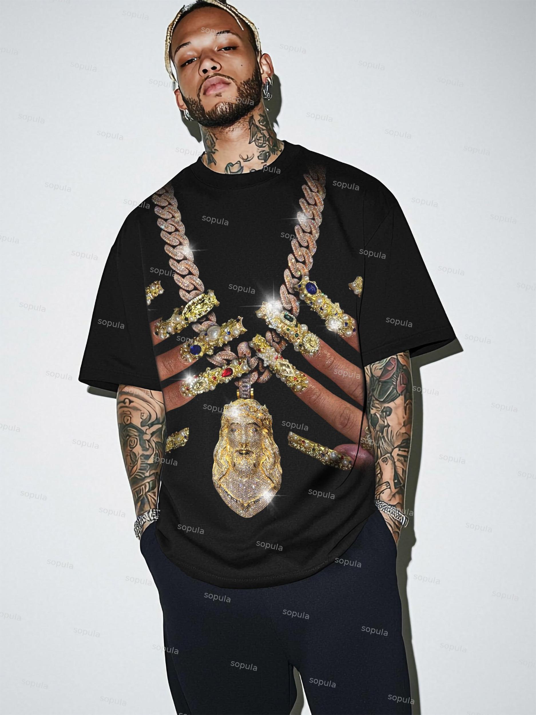 Vintage God Jesus Jewelry Nail Art Graphic Cotton T-shirt Product Image