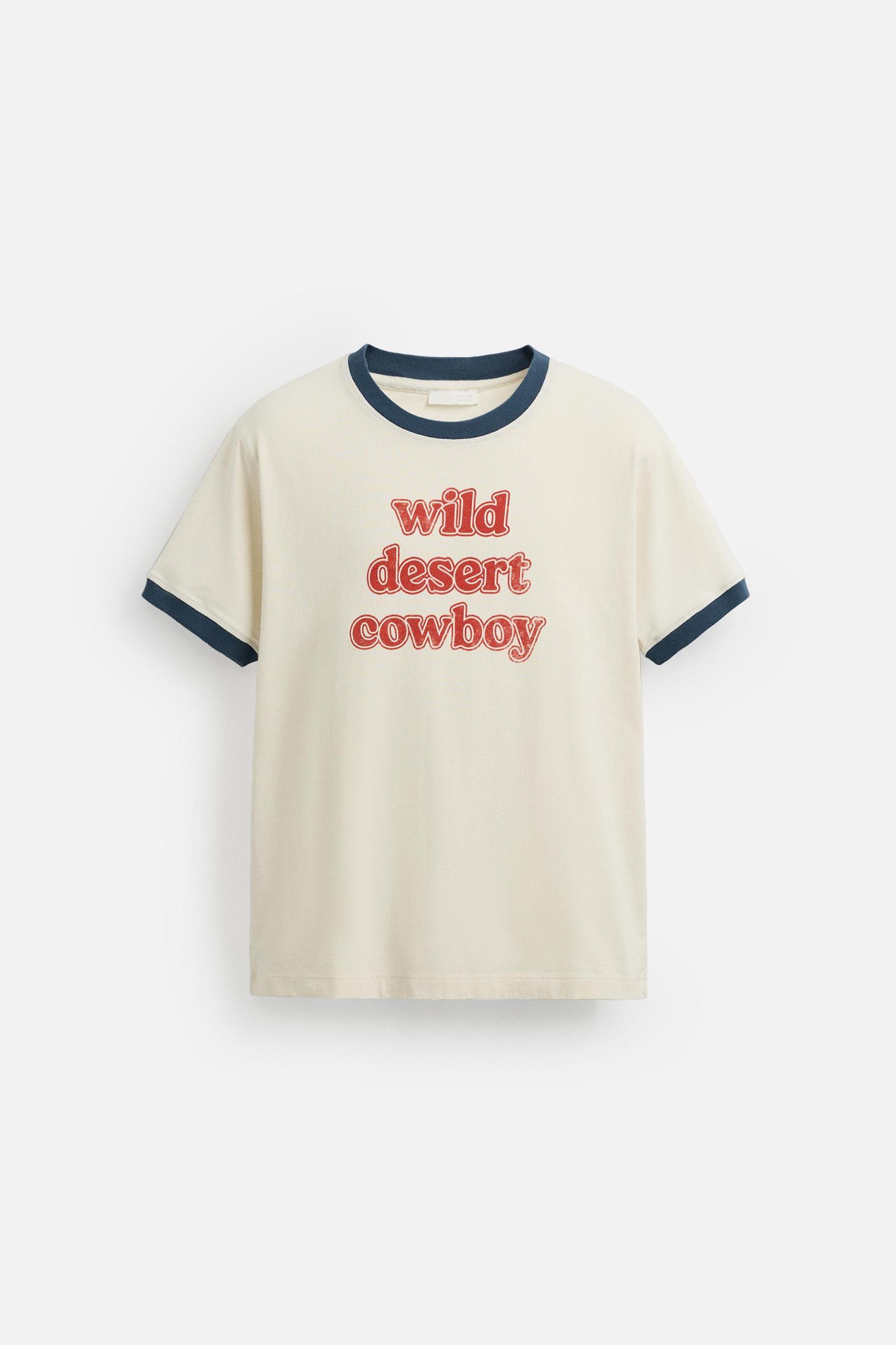 RIB CONTRAST TEXT T-SHIRT Product Image