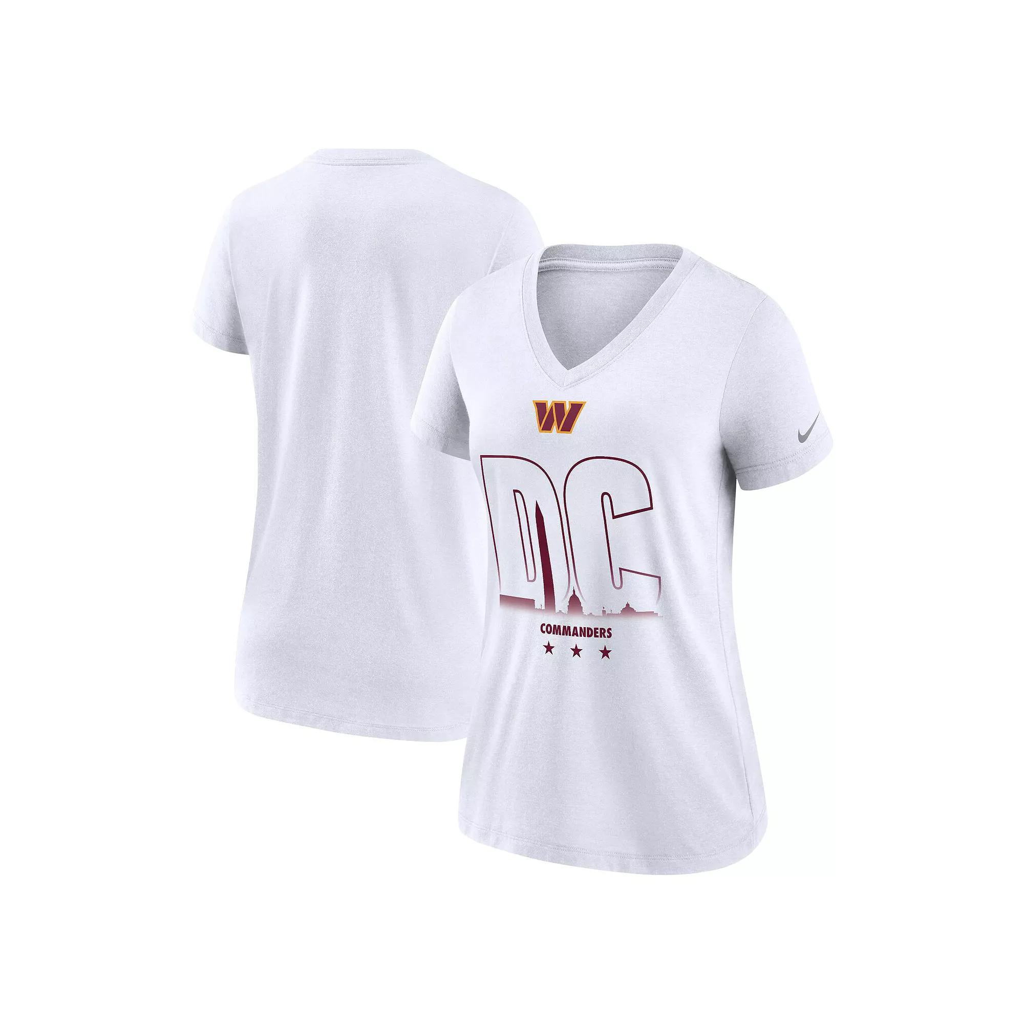 Women's Nike White Washington Commanders Tri-Blend V-Neck T-Shirt,  Product Image